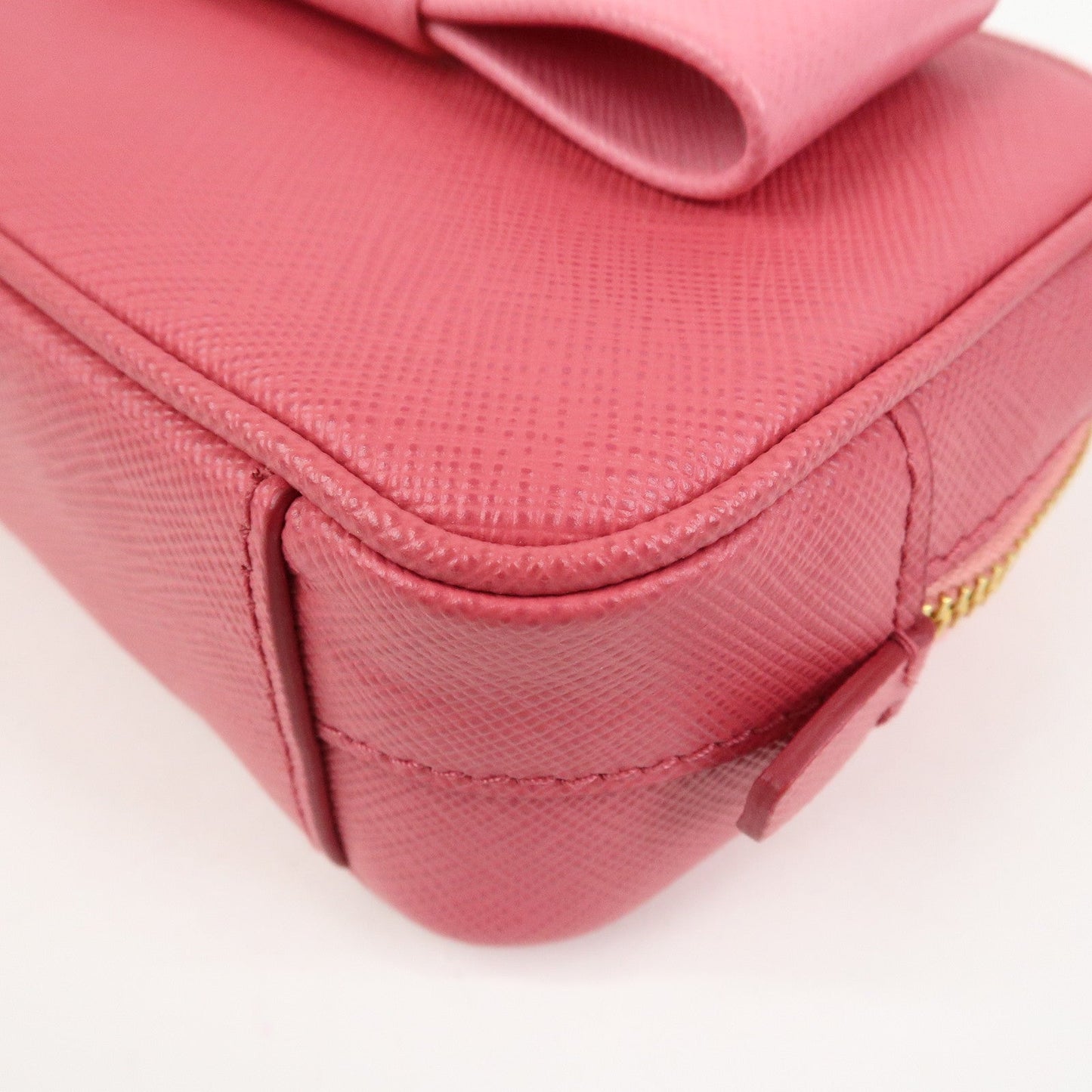 Prada Saffiano Leather Ribbon Mini Camera Shoulder Bag Pink 1N1674【Pre-order】