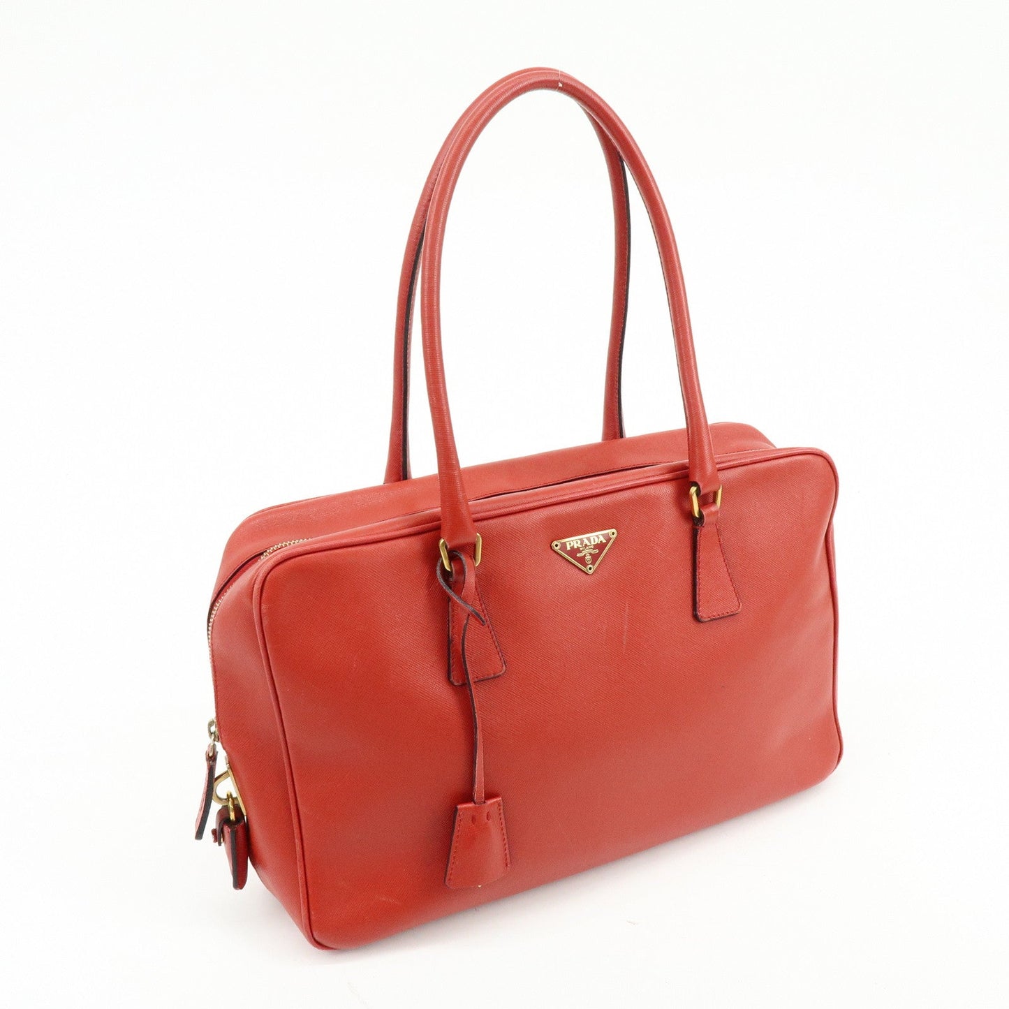 Prada Triangle Logo Saffiano Leather Shoulder Bag Hand Bag Red【Pre-order】