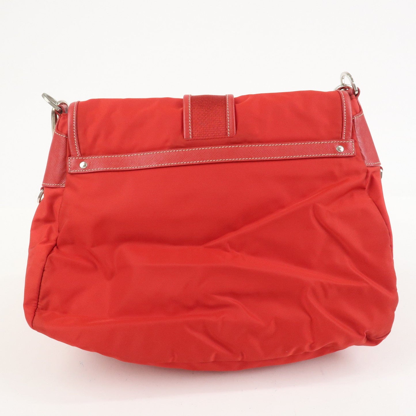 Prada Triangle Logo Nylon Saffiano Leather Shoulder Bag Red BT0436【Pre-order】