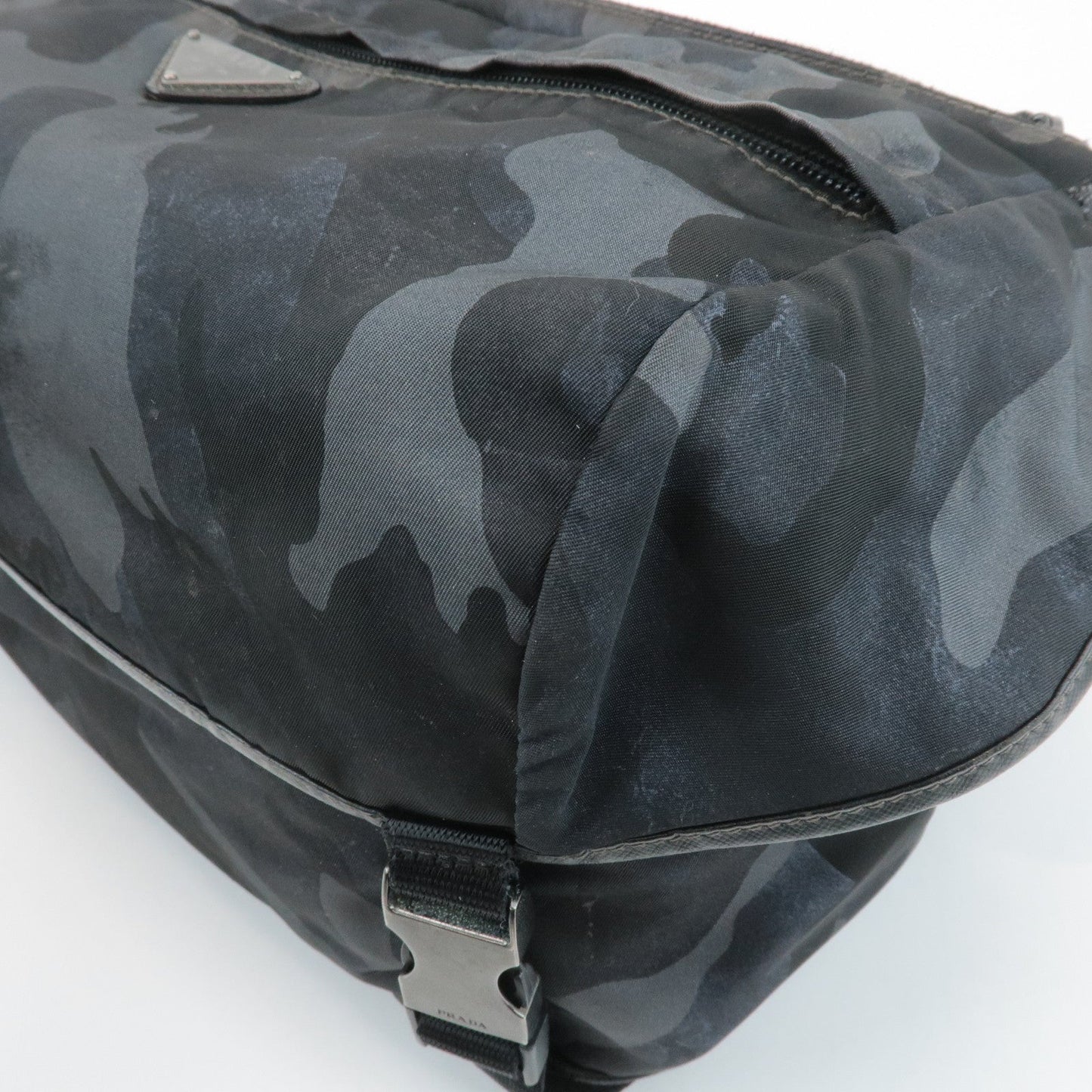 Prada Triangle Logo Nylon Camouflage Shoulder Bag Black Gray Navy Used【Pre-order】