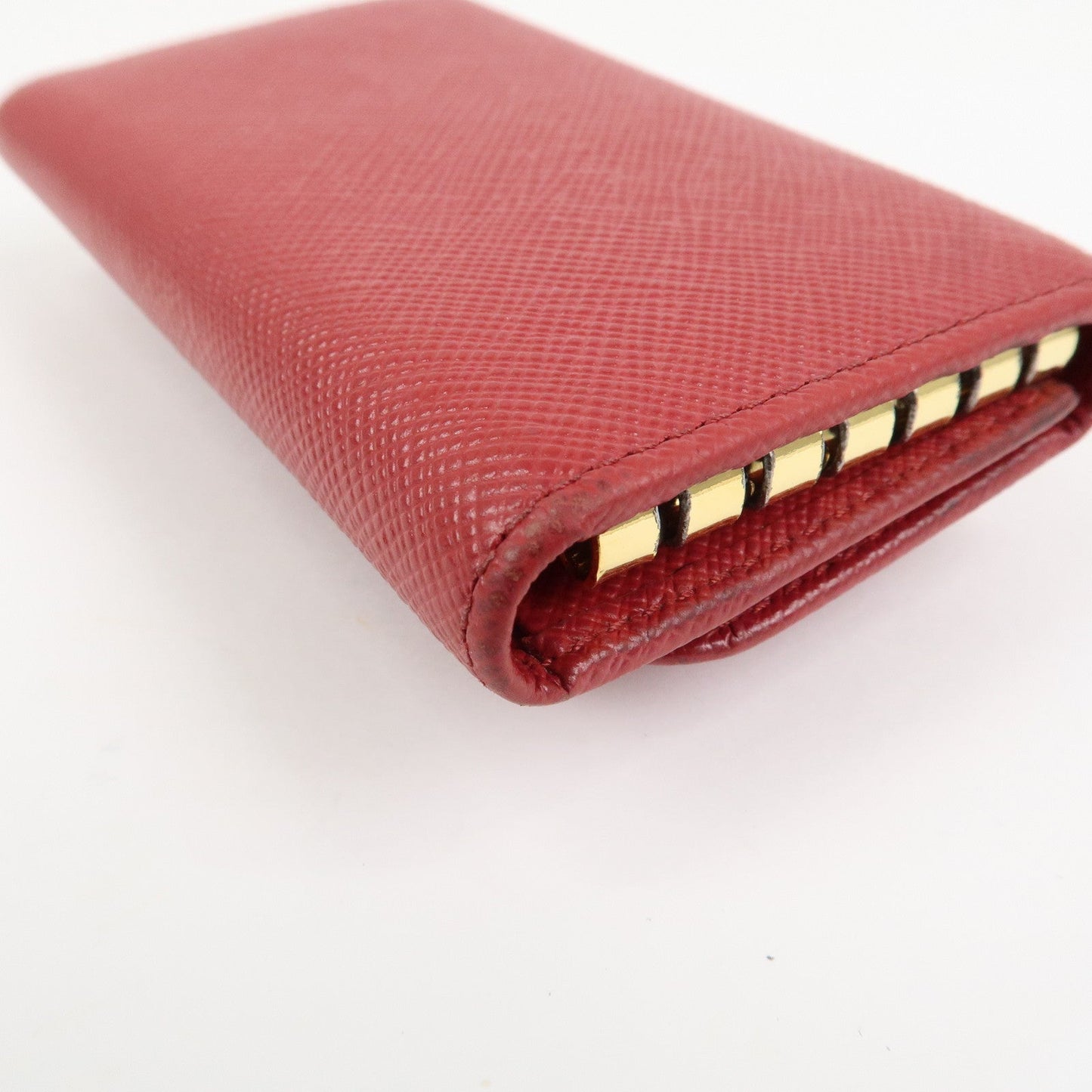 Prada Logo Saffiano Leather Ribbon 6 Rings Key Case Red 1PG222【Pre-order】