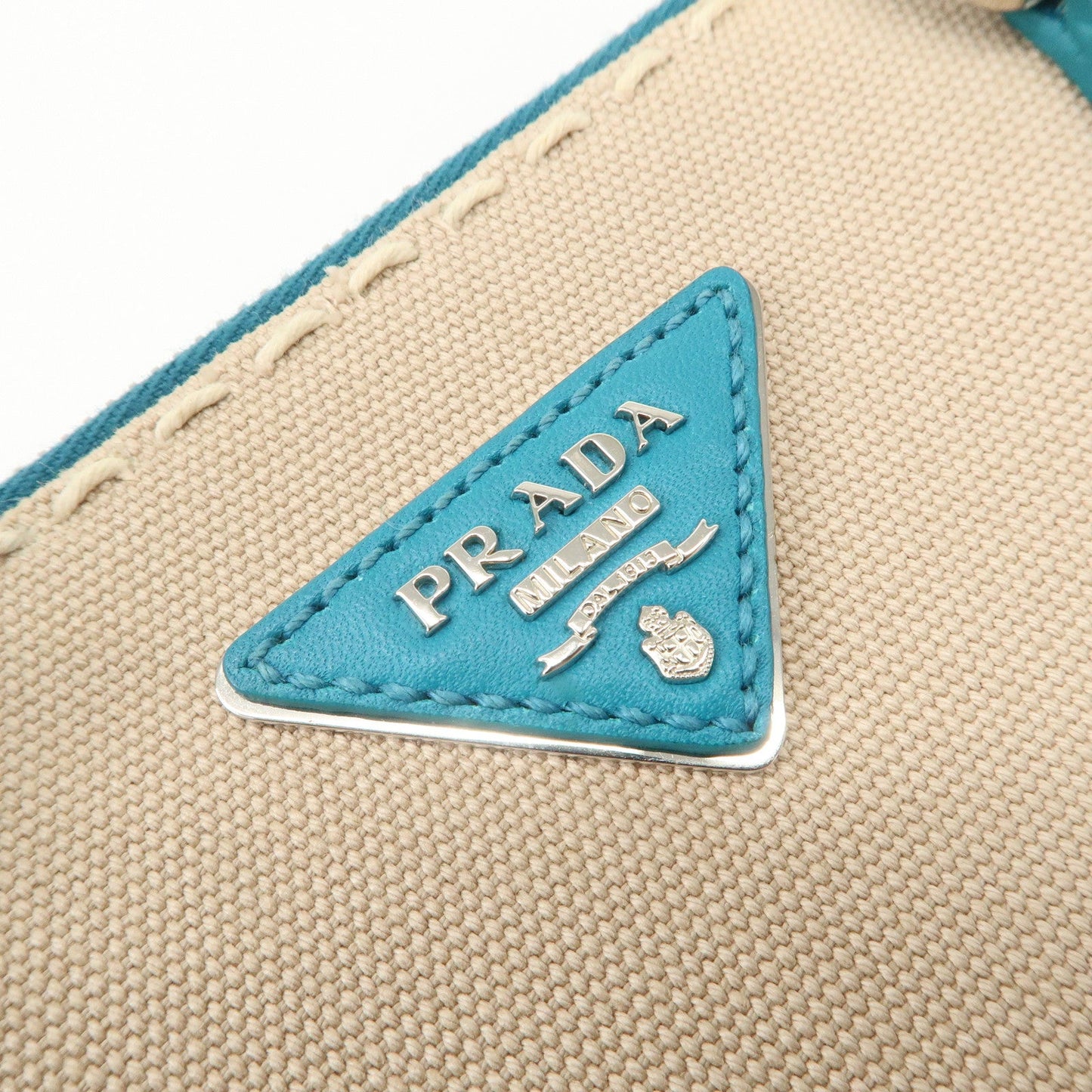 Prada Triangle Logo Canvas 2Way Bag Hand Bag Tote Bag Blue B1801K【Pre-order】
