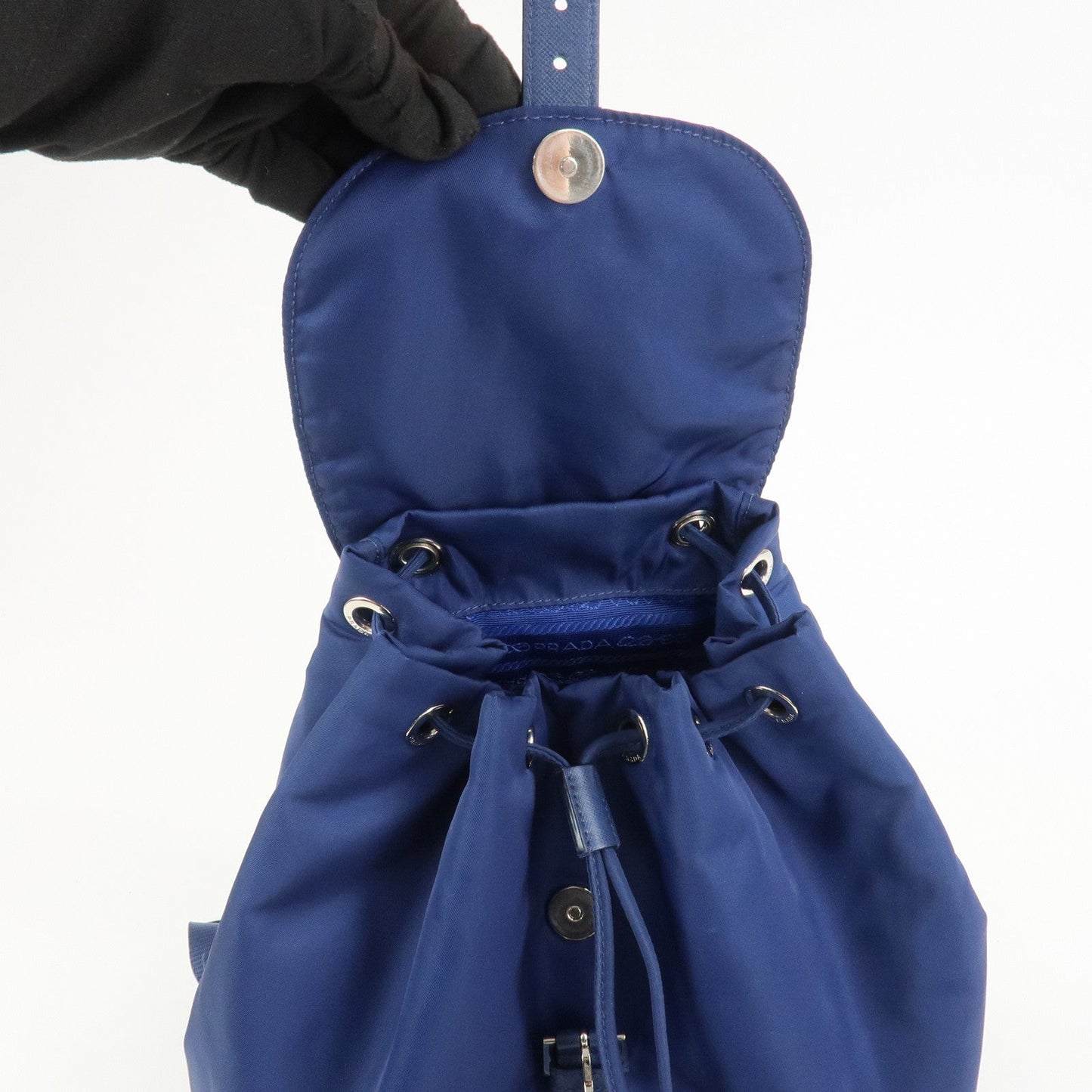 Prada Triangle Logo Nylon Saffiano Leather Backpack Navy BZ0032【Pre-order】