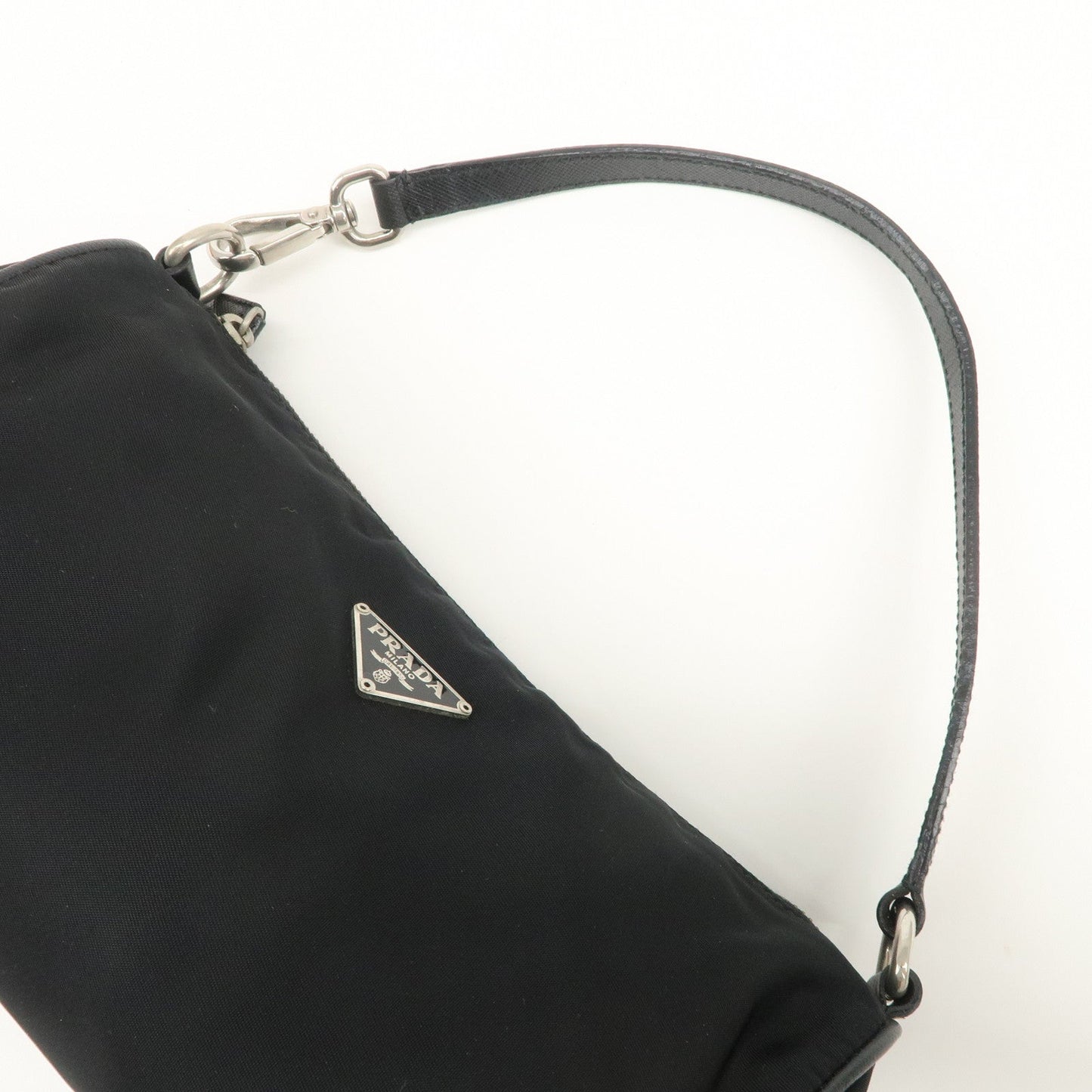 Prada Triangle Logo Nylon Saffiano Leather Hand Bag Black【Pre-order】