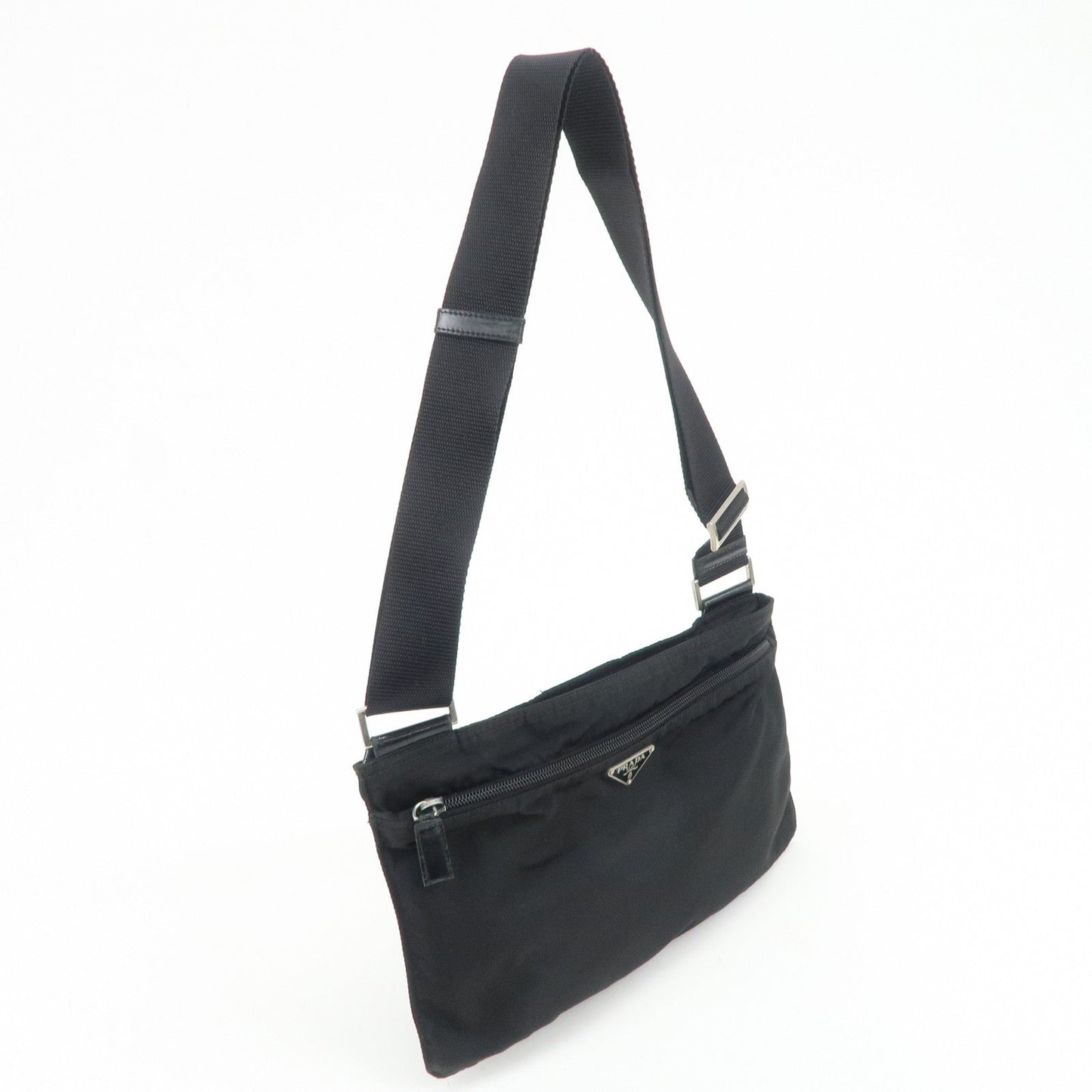 Prada Triangle Logo Nylon Leather Shoulder Bag Crossbody Bag Black【Pre-order】
