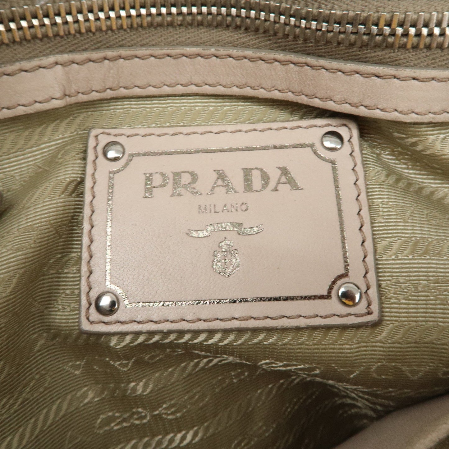 Prada Logo Leather Gathered 2Way Hand Bag Beige BN1336【Pre-order】