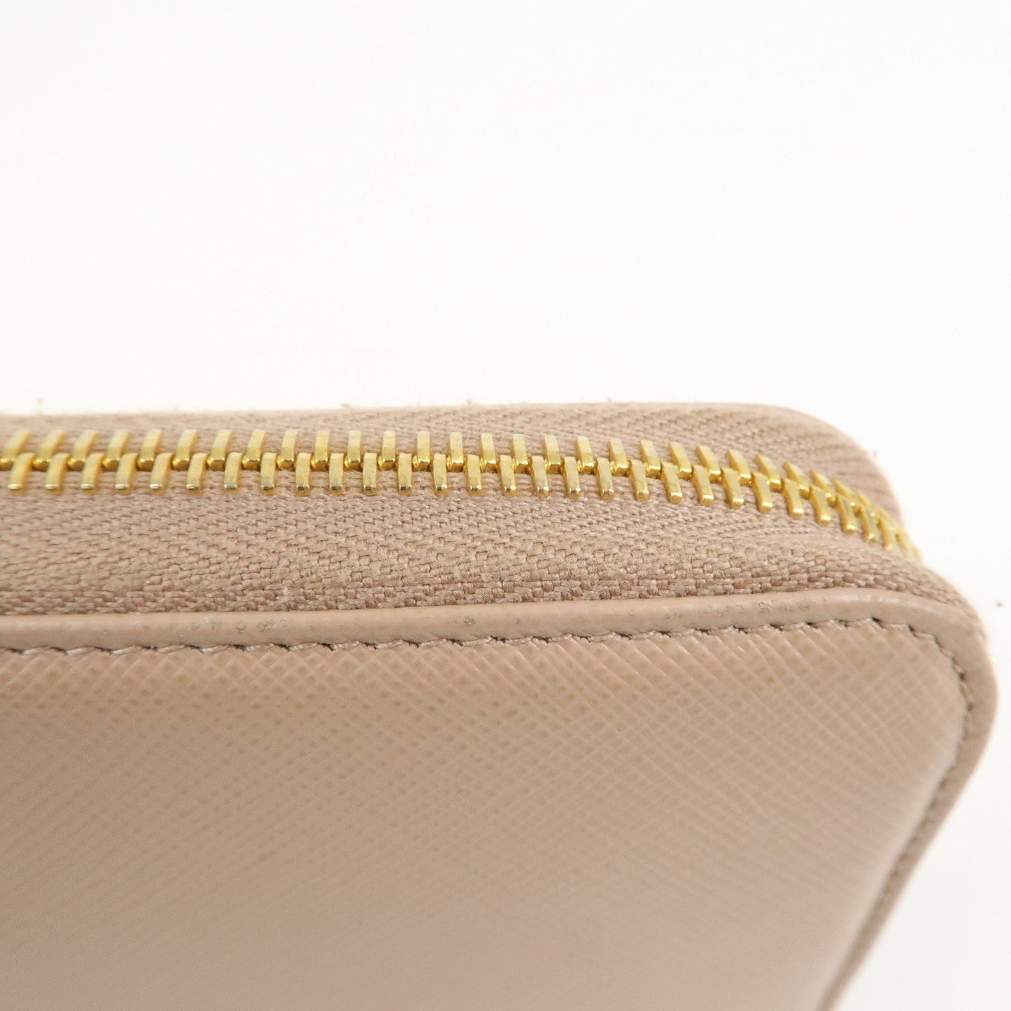 Prada Logo Saffiano Leather Round Zippy Long Wallet Beige 1ML506【Pre-order】