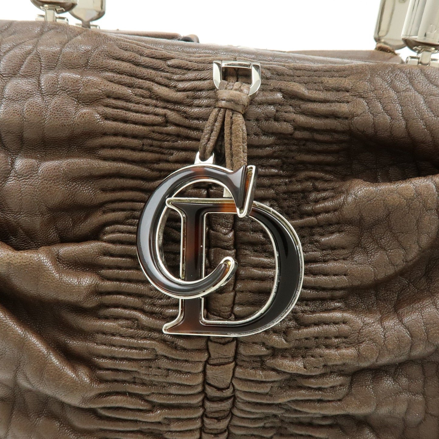 Christian Dior Embossed Gathered Leather Boston Bag Hand Bag【Pre-order】