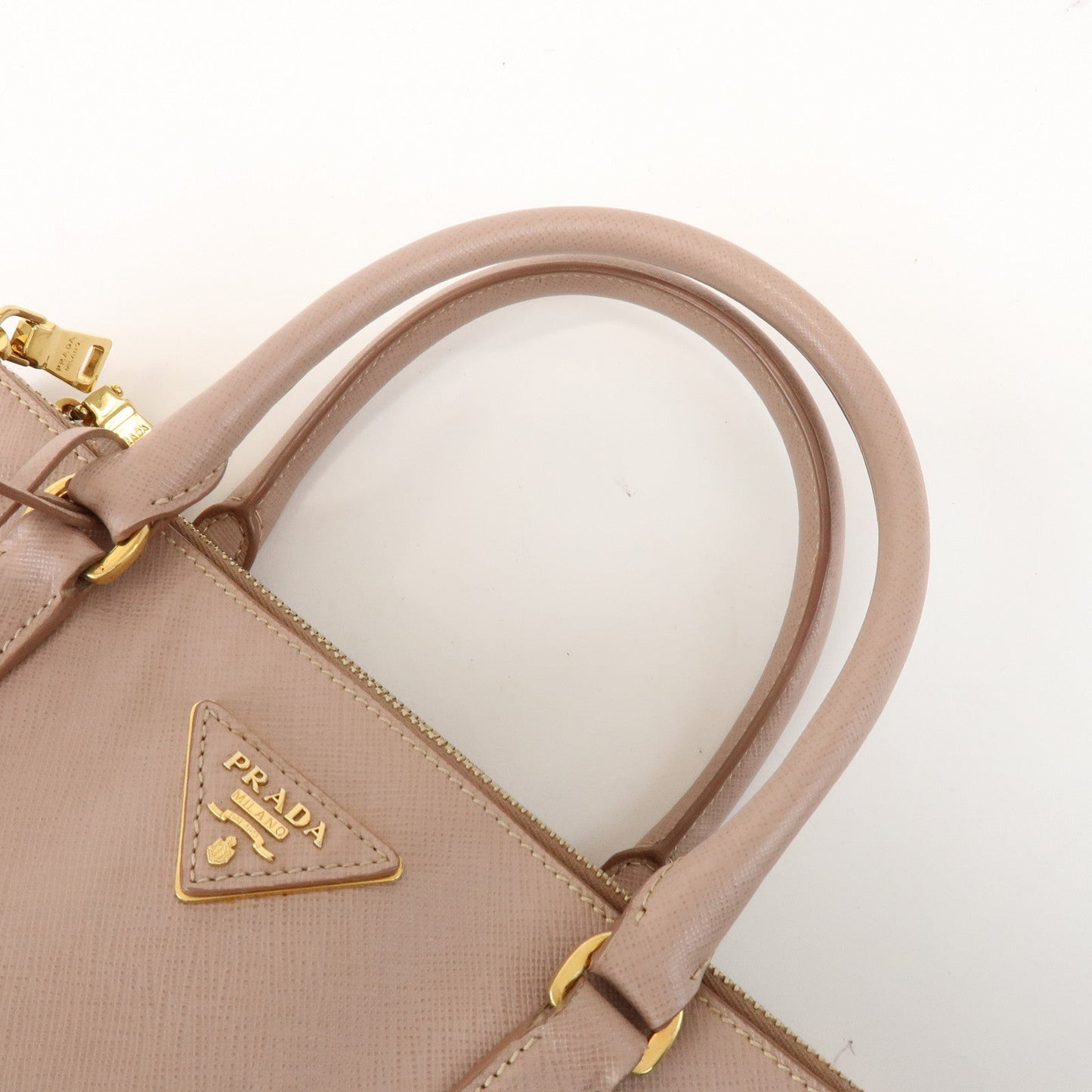 Prada Traingle Logo Galleria 2Way Bag Hand Bag Pink Beige1BA863【Pre-order】