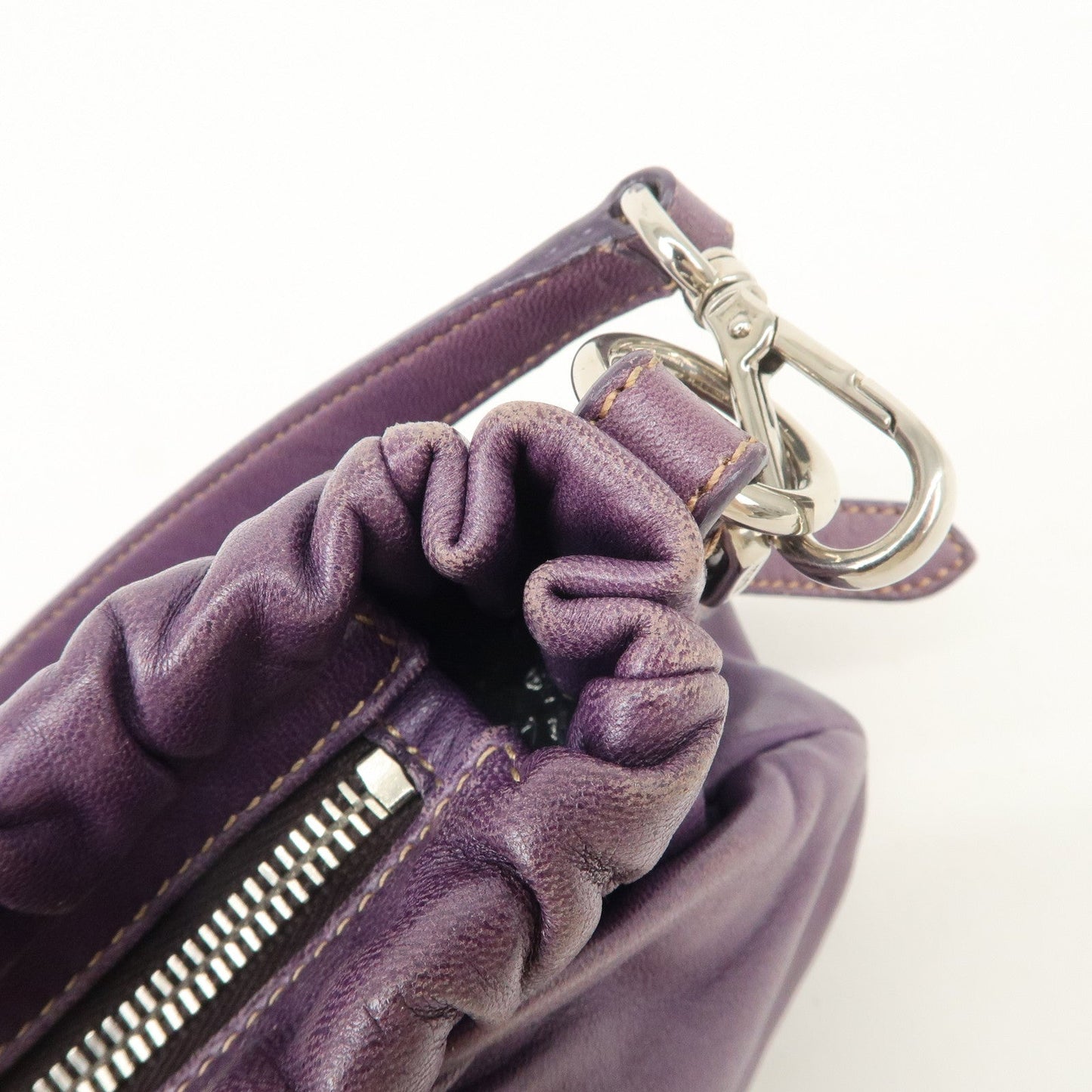 Prada Ribbon Leather Shoulder Bag Hand Bag Purple Used【Pre-order】