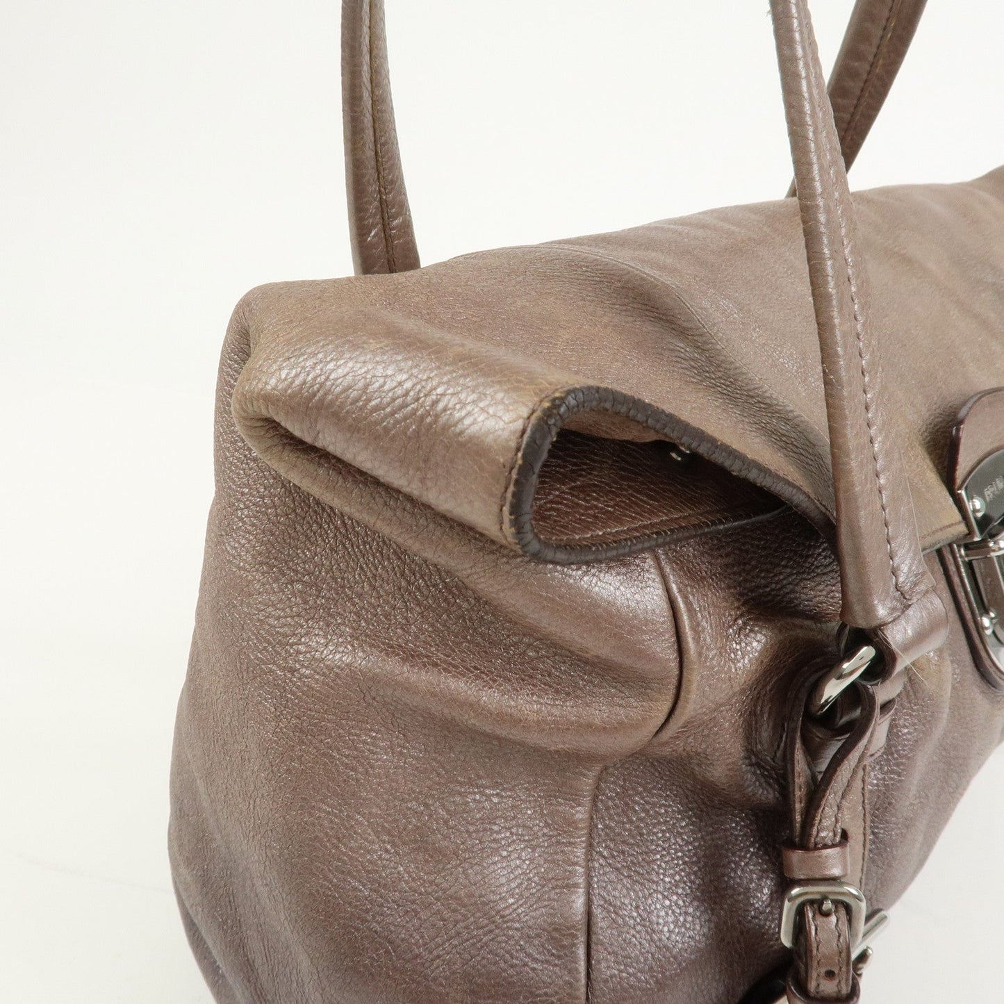 Prada Logo Leather Shoulder Bag Hand Bag Metallic Brown BR3901【Pre-order】