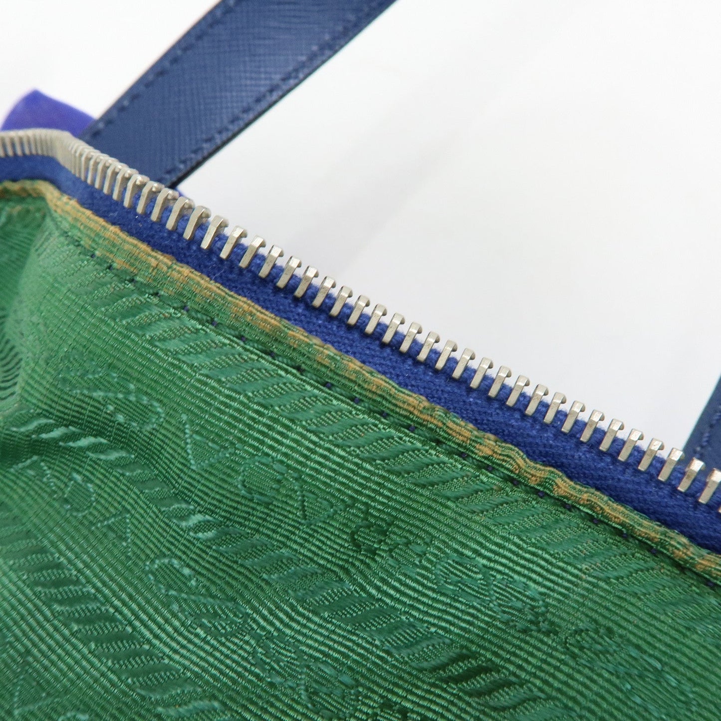 Prada Triangle Logo Linen Leather 2Way Bag Flower Motif Blue BR4696【Pre-order】
