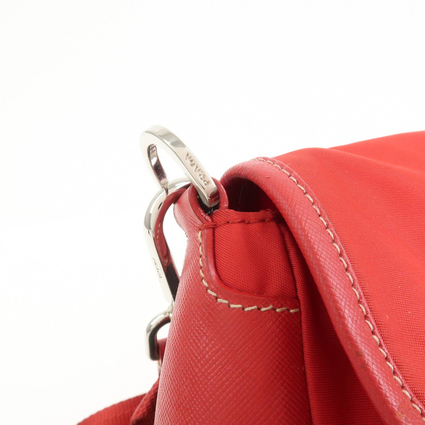 Prada Triangle Logo Nylon Saffiano Leather Shoulder Bag Red BT0436【Pre-order】
