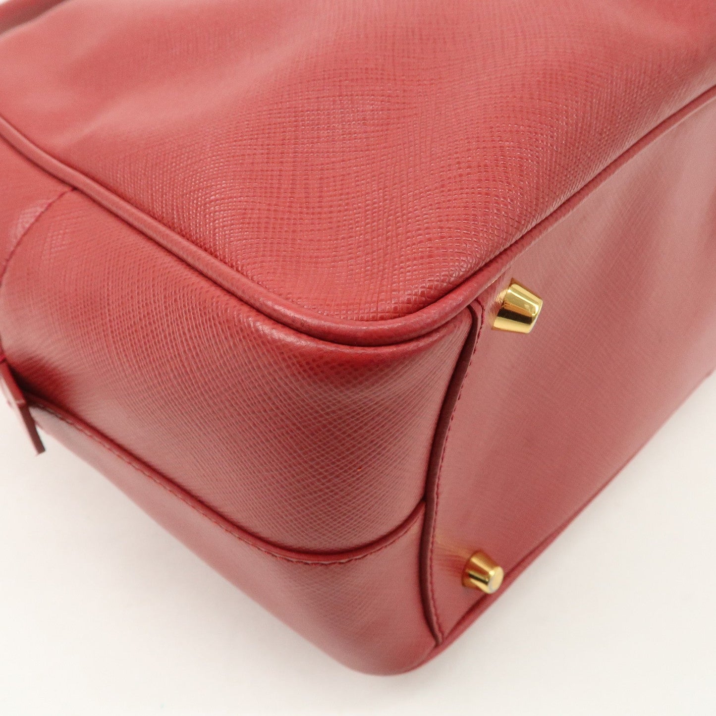 Prada Triangle Logo Saffiano Leather Boston Bag Hand Bag Red BL0095 Used【Pre-order】