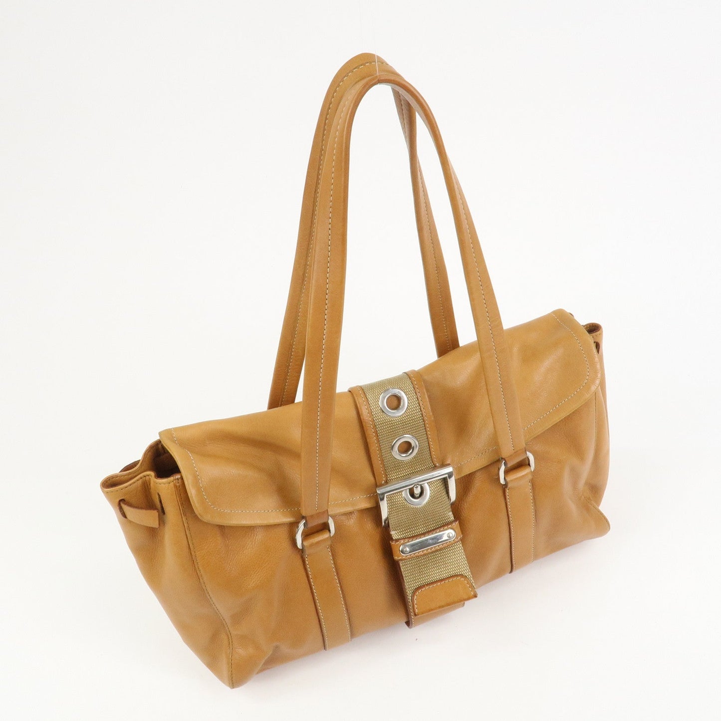 Prada Triangle Logo Leather Nylon Shoulder Bag Brown BR2418【Pre-order】