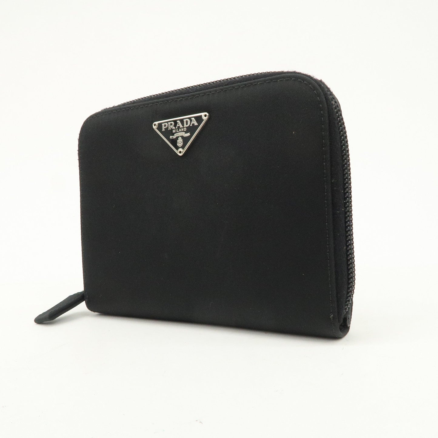 Prada Tessuto Nylon Bi-fold Round Zippy Compact Wallet Black M605【Pre-order】