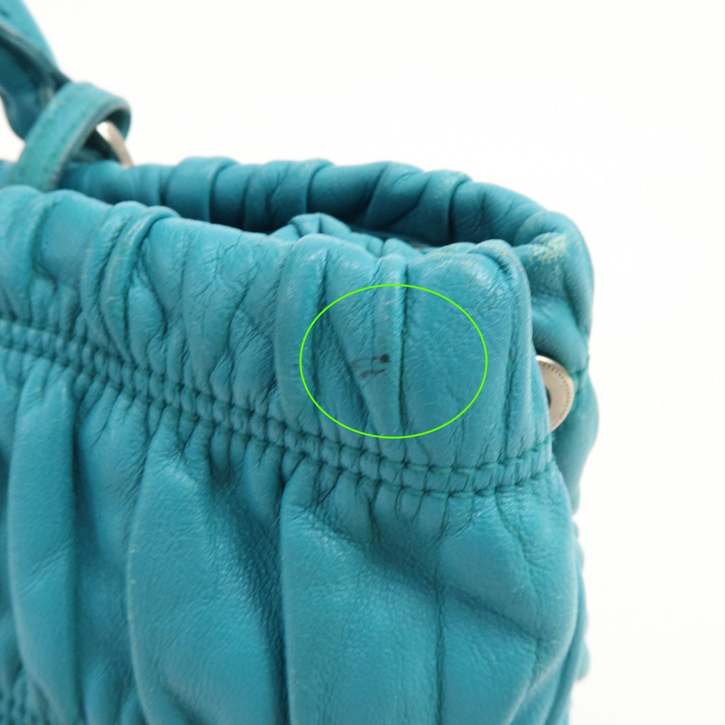 Prada Leather 2Way Bag Hand Bag Shoulder Bag Turquoise Blue【Pre-order】
