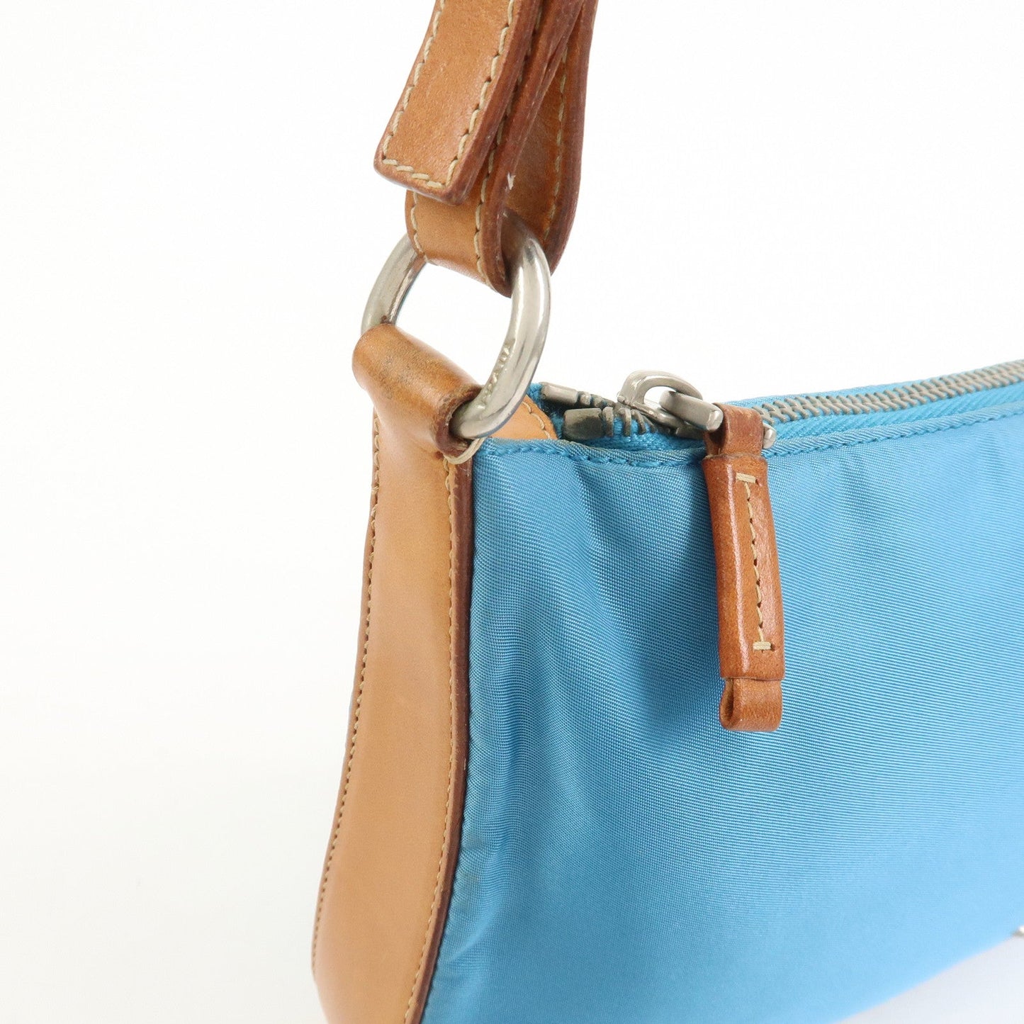 Prada Triangle Logo Nylon Leather Shoulder Bag Blue Brown BR2205【Pre-order】