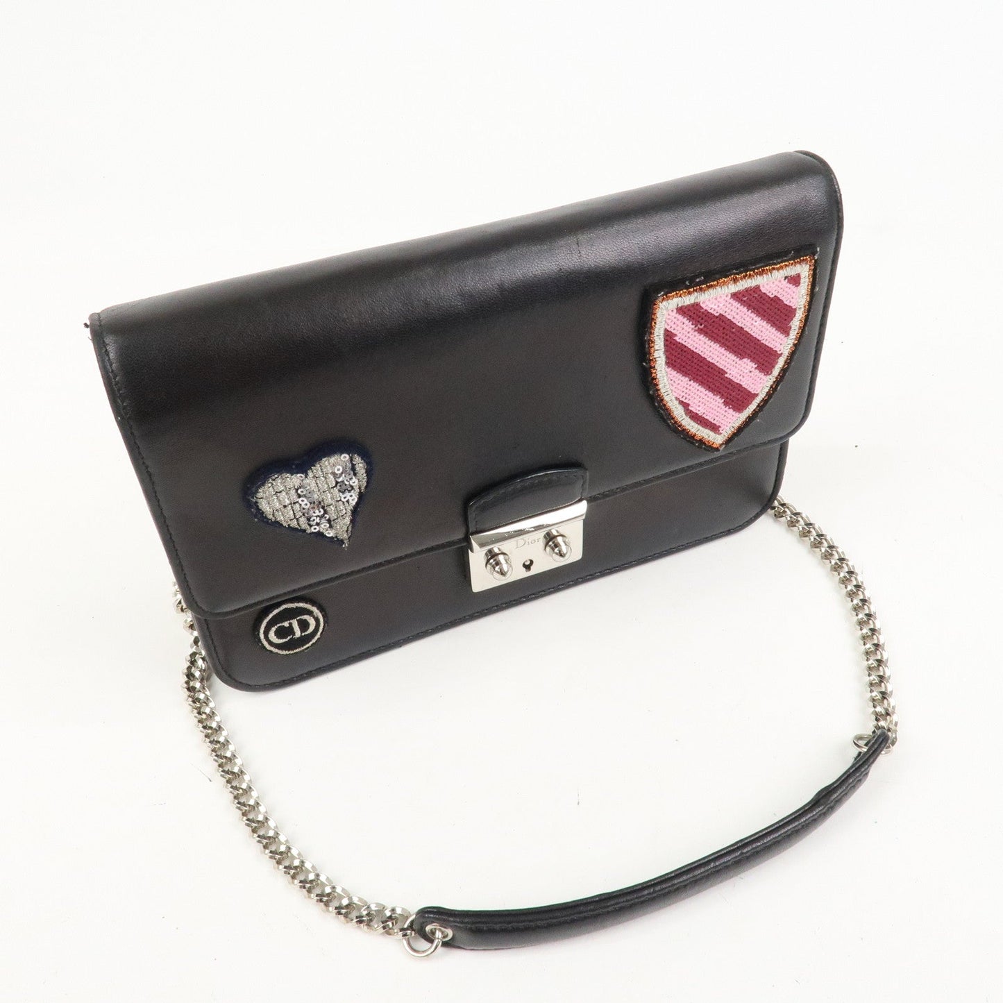 Christian Dior Leather Chain Shoulder Bag Heart Embroidery【Pre-order】