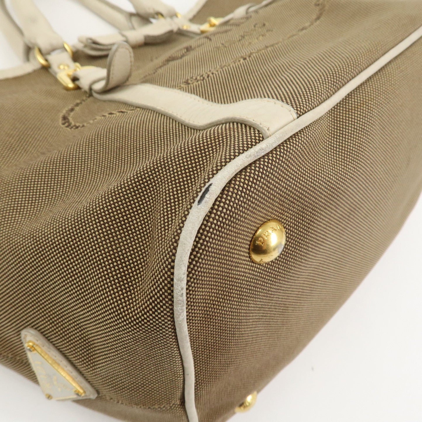 Prada Logo Jacguard Leather 2Way Tote Bag Brown Ivory BN1841【Pre-order】