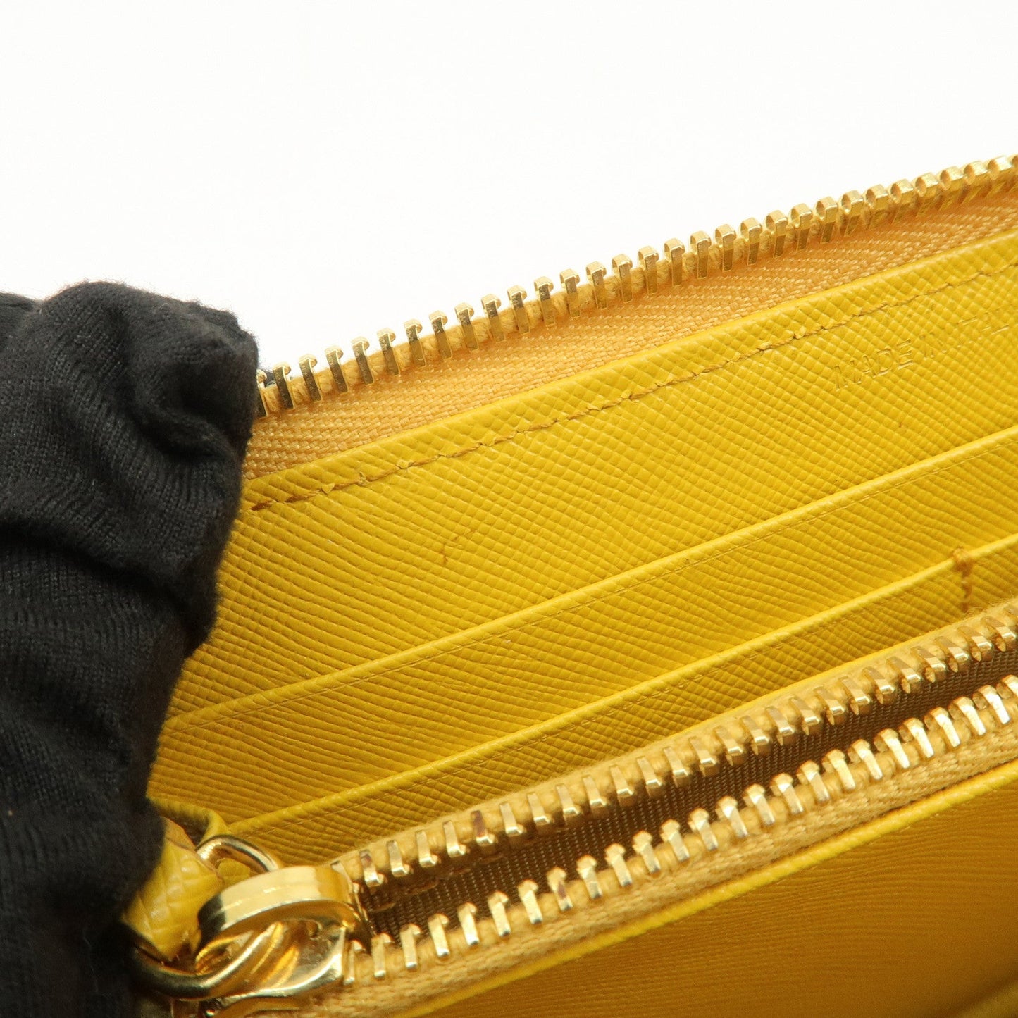 Prada Triangle Logo Nylon Leather Round Zippy Long Wallet Yellow【Pre-order】