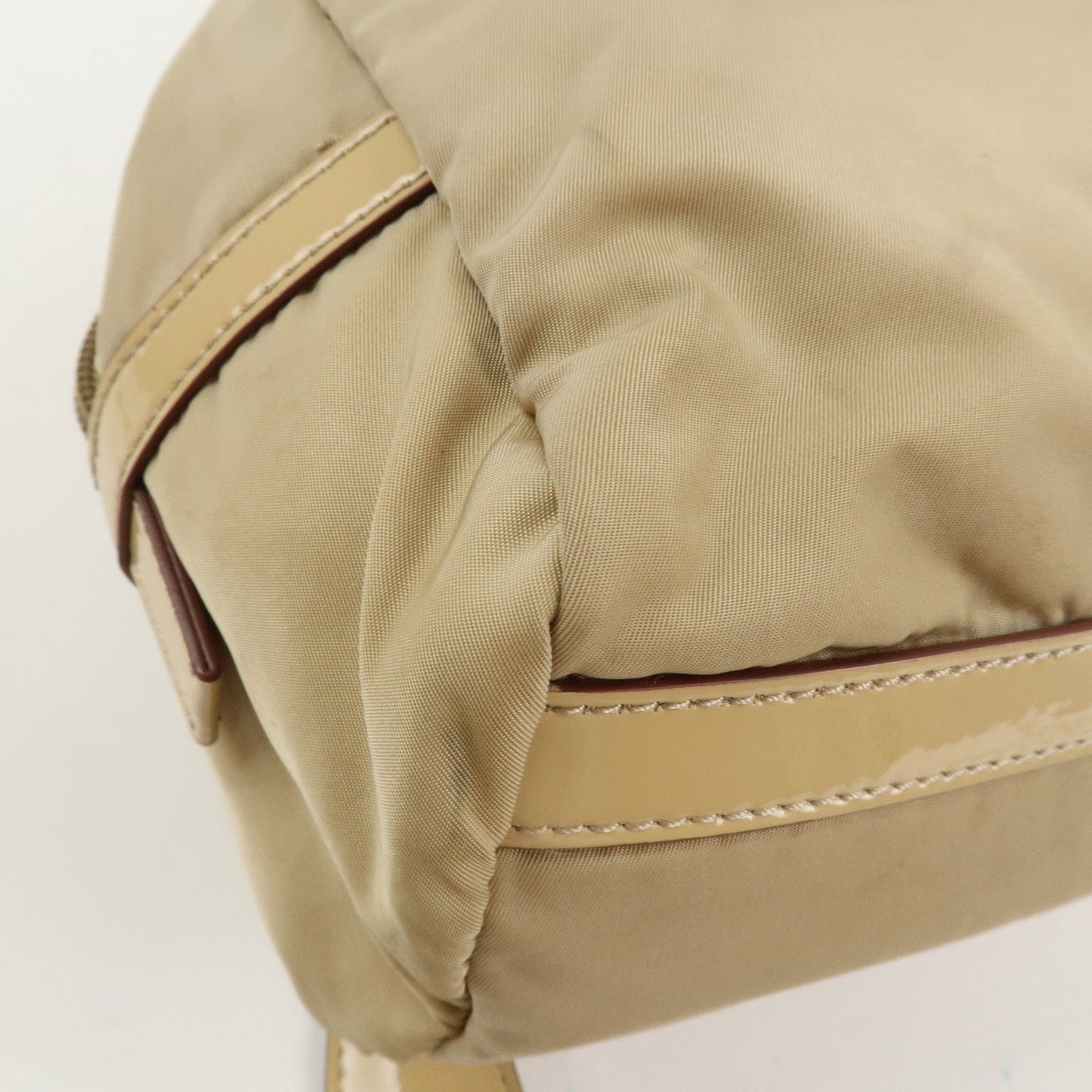 Prada Logo Nylon Patent Leather Mini Boston Bag Beige BR3150【Pre-order】