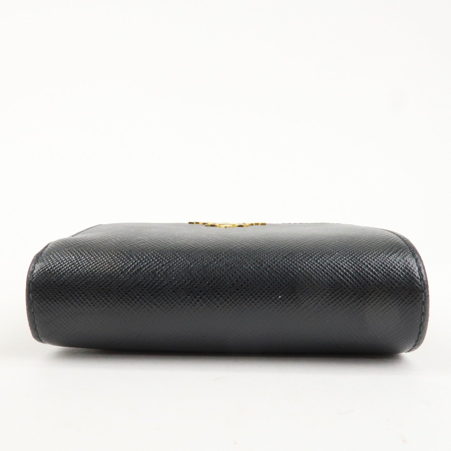 Prada Saffiano Leather Bi-Fold Wallet Black Red Gold 1ML018 Used【Pre-order】