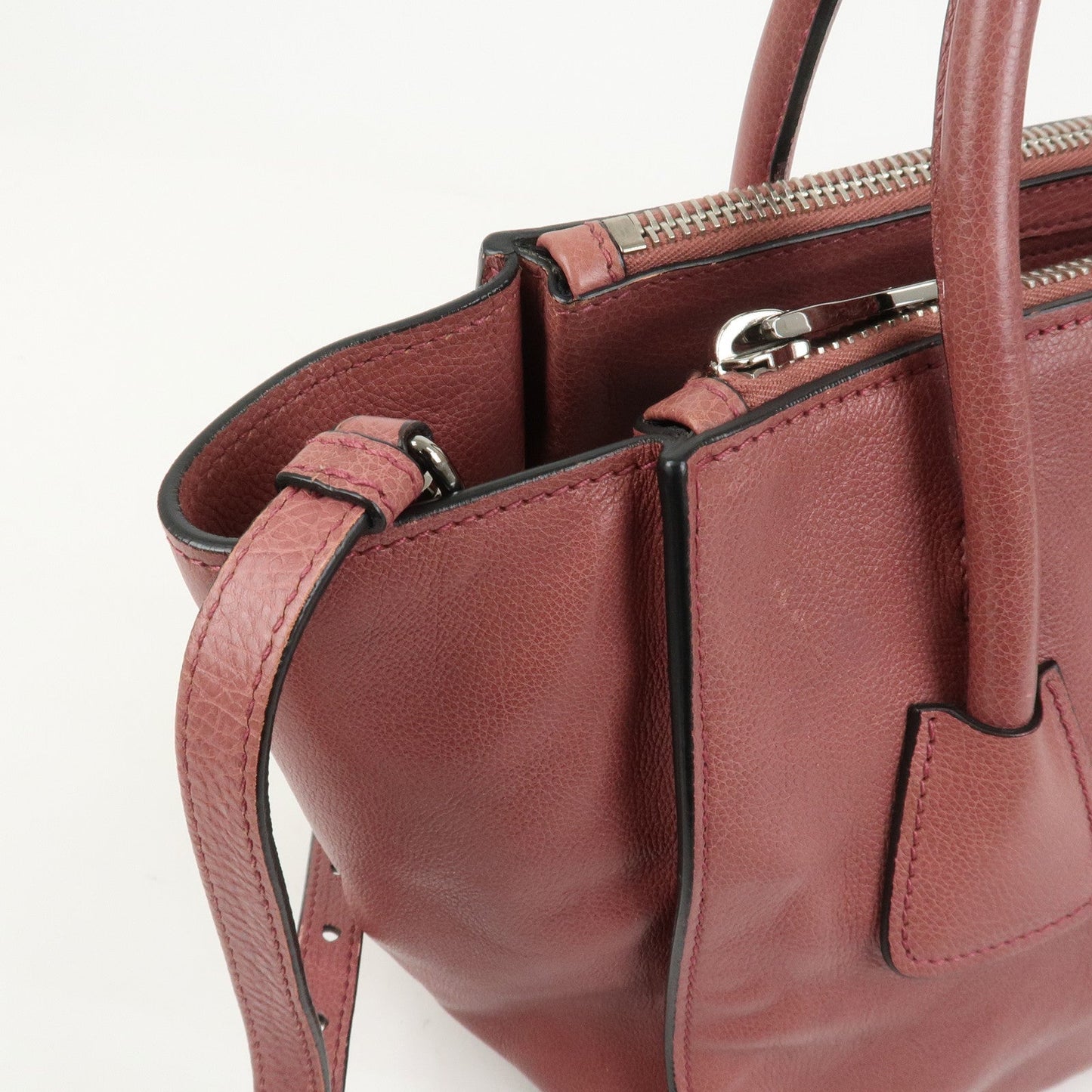 Prada Triangle Logo Leather 2Way Bag Tote Bag Hand Bag Pink B2625M【Pre-order】