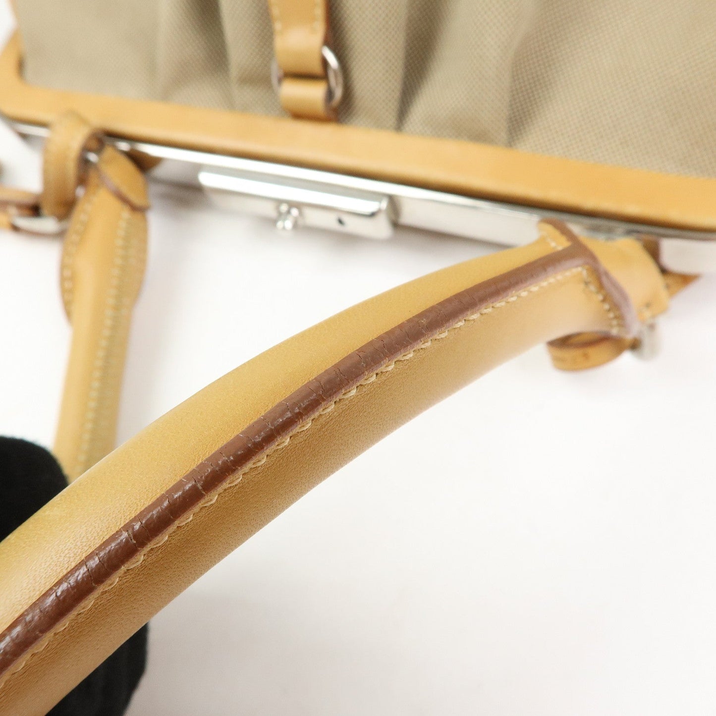 Prada Logo Jacquard Leather Shoulder Bag Light Brown BR3481【Pre-order】
