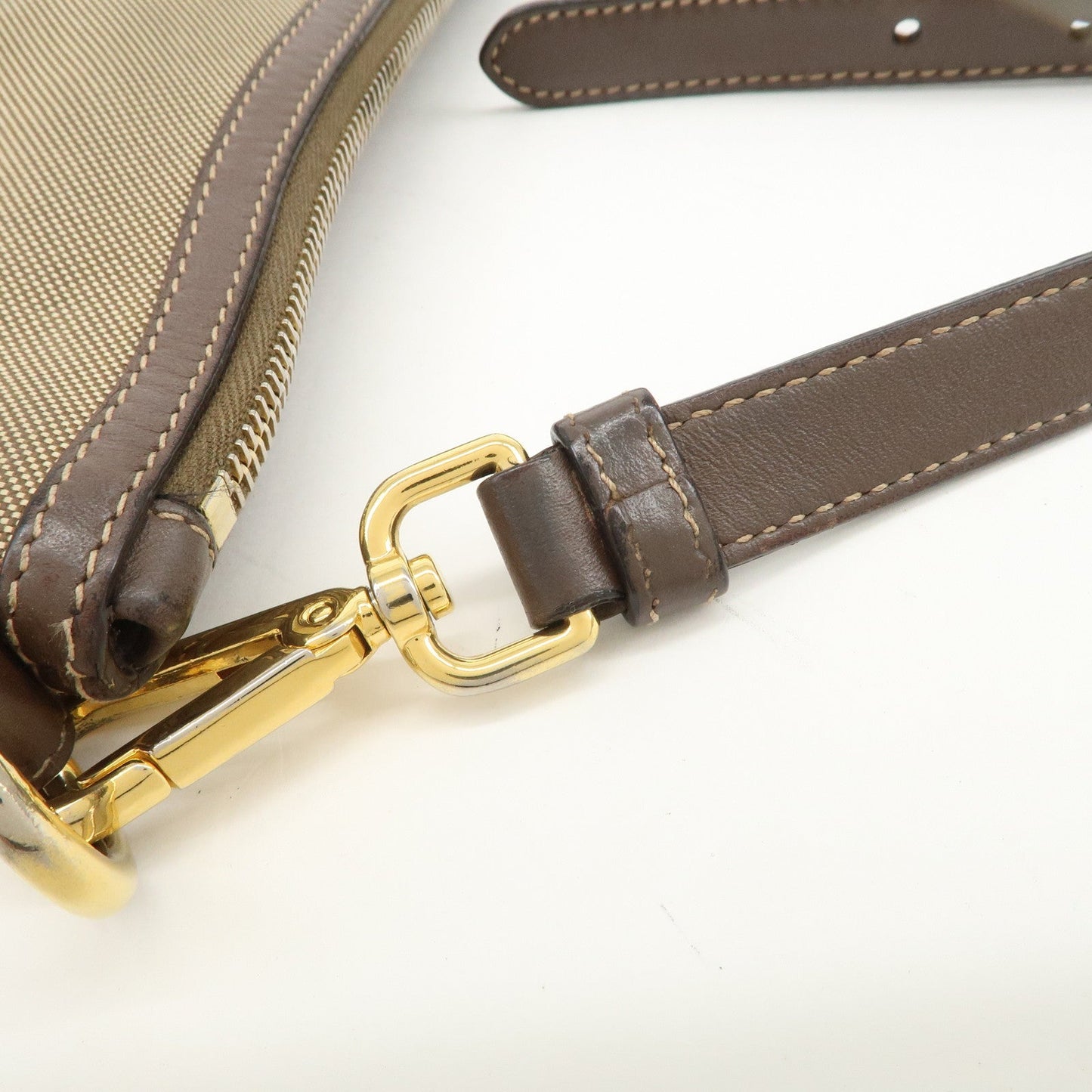 Prada Logo Jacquard Leather Shoulder Bag Beige Brown BT867A【Pre-order】