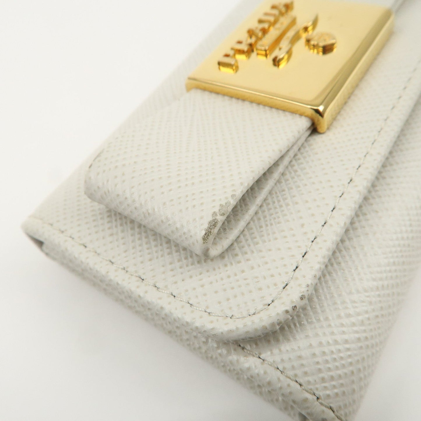 Prada Ribbon Saffiano Leather Key Case Key Holder White【Pre-order】