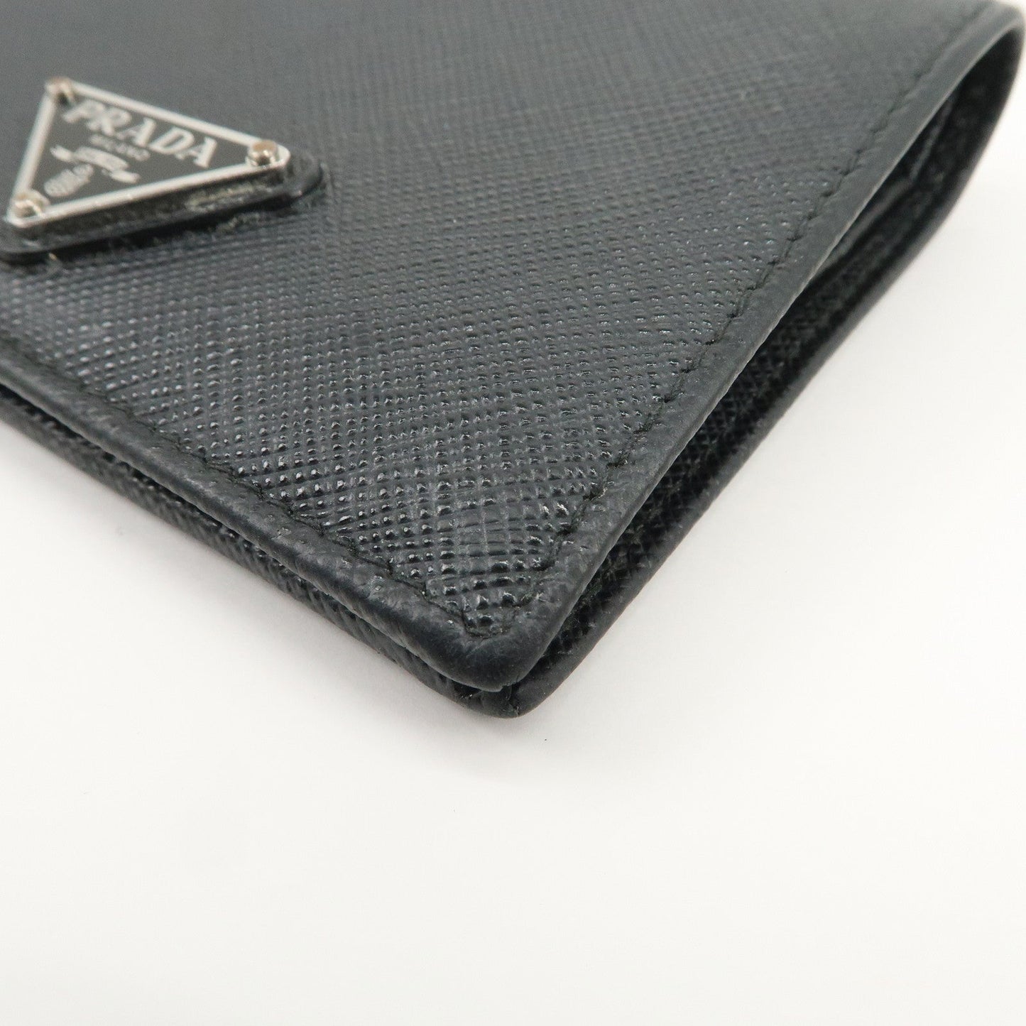 Prada Triangle Logo Saffiano Leather Bi-Fold Compact Wallet Black【Pre-order】