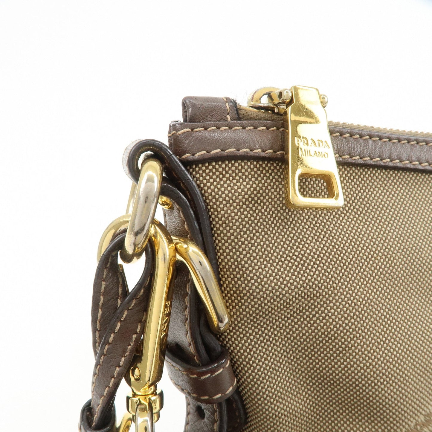 Prada Logo Jacquard Leather Shoulder Bag Beige Brown BT867A【Pre-order】