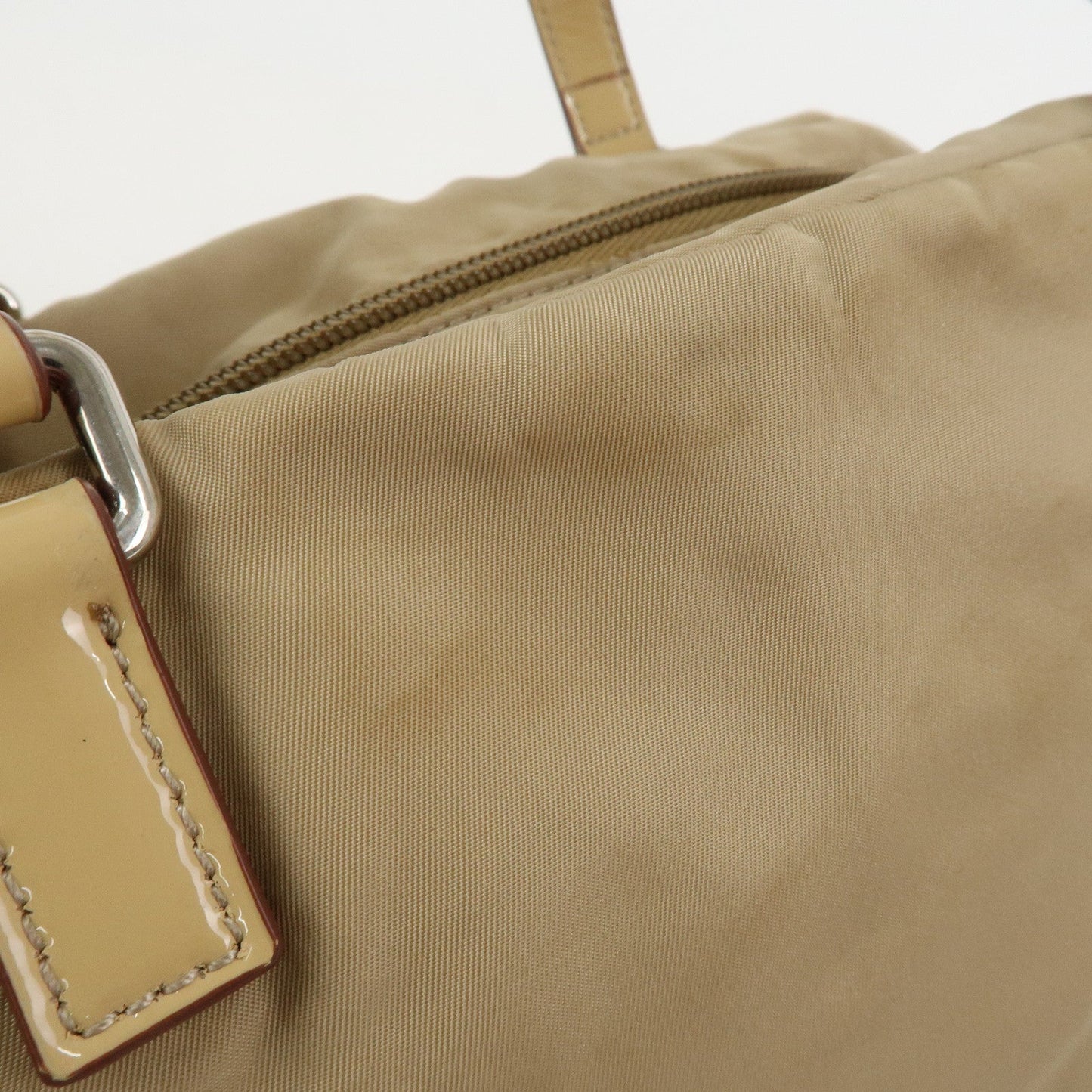 Prada Logo Nylon Patent Leather Mini Boston Bag Beige BR3150【Pre-order】