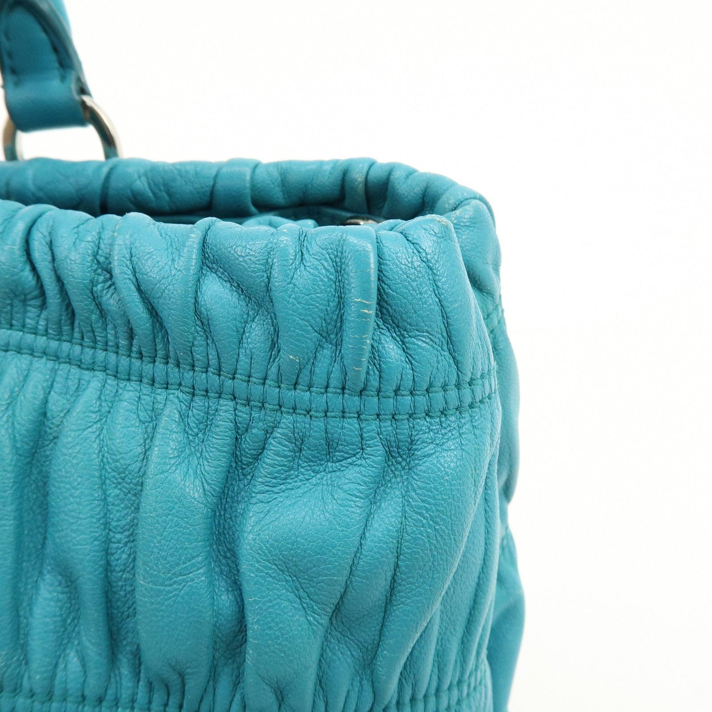 Prada Leather 2Way Bag Hand Bag Shoulder Bag Turquoise Blue【Pre-order】