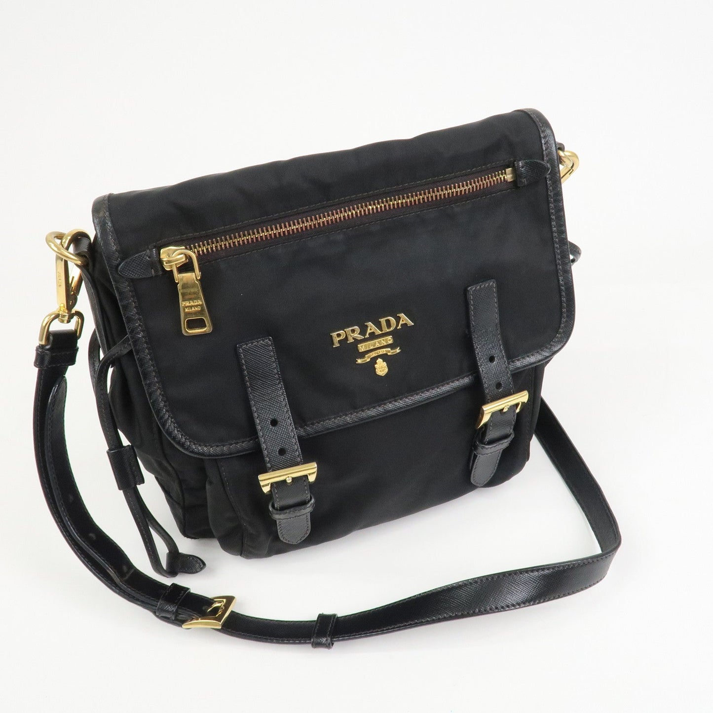 Prada Logo Nylon Saffiano Leather Shoulder Bag Crossbody Bag Black【Pre-order】