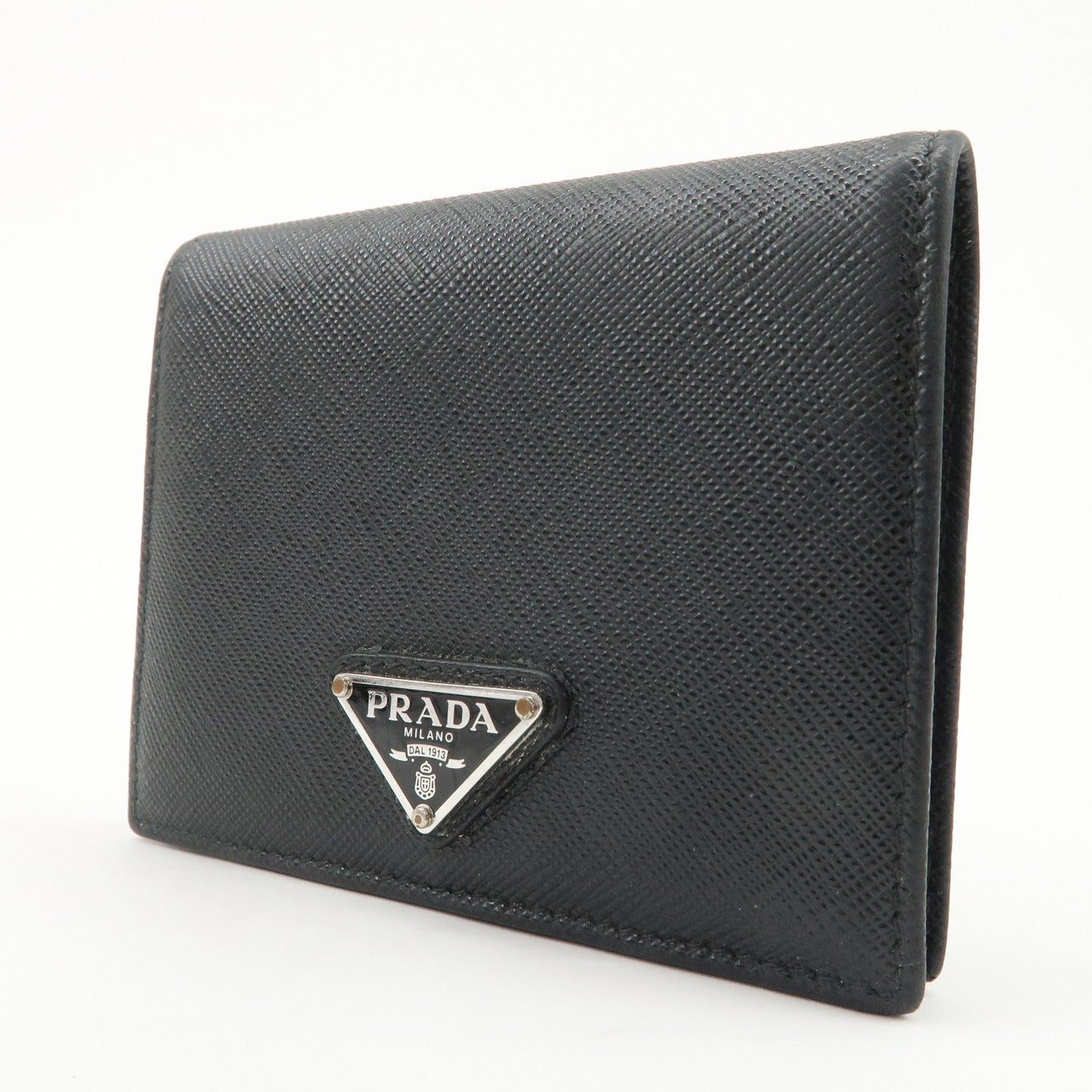 Prada Triangle Logo Saffiano Leather Bi-Fold Compact Wallet Black【Pre-order】