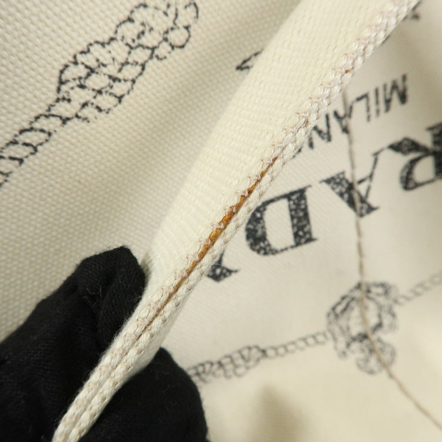 Prada Canapa Large Triangle Logo Tote Hand Bag Ivory BN1872【Pre-order】