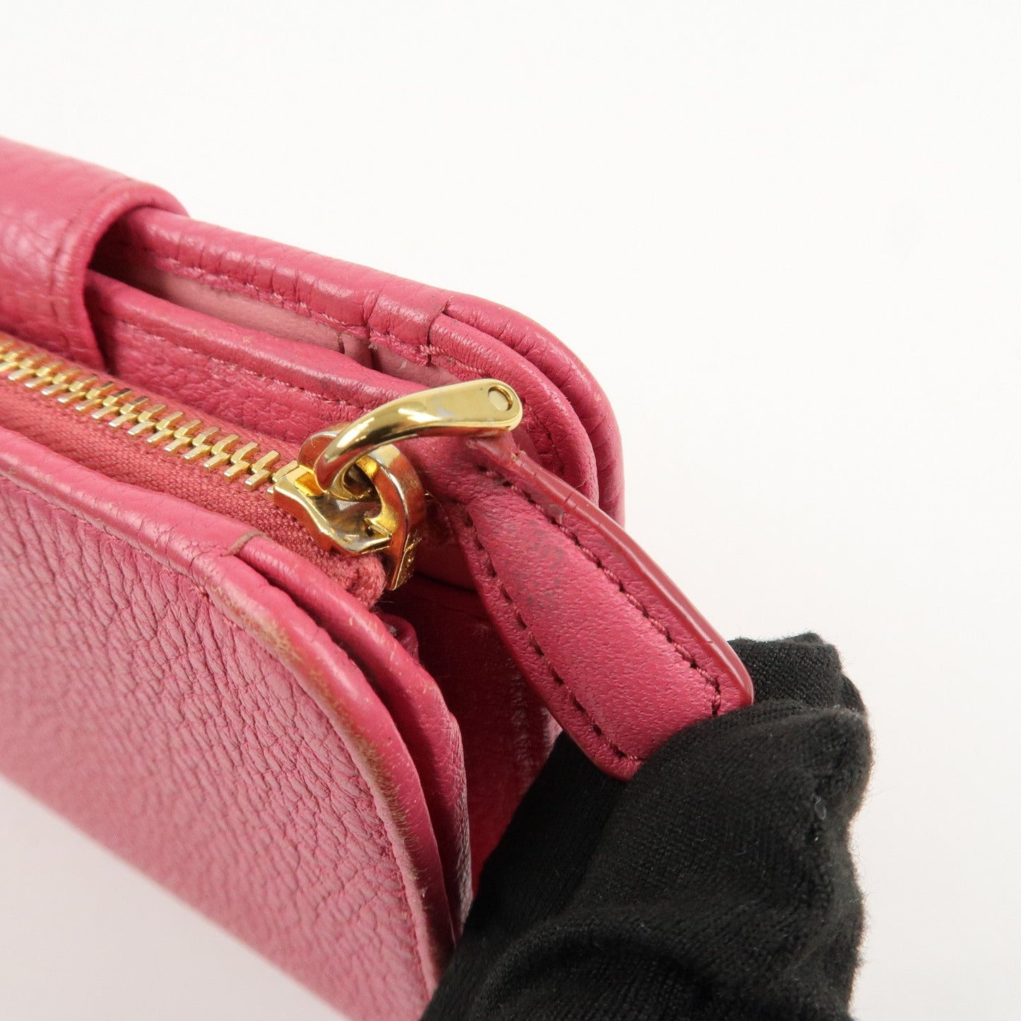 Prada Logo Leather Bi-Fold Wallet Small Wallet Pink 1ML018 Used【Pre-order】