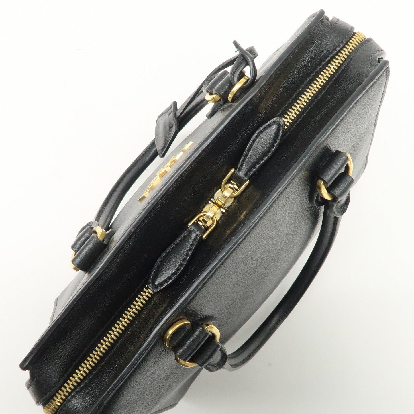 Prada Leather 2Way Bag Hand Bag Black Gold Hardware Used【Pre-order】