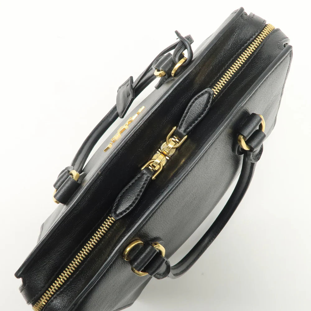 Prada Leather 2Way Bag Hand Bag Black Gold Hardware【Pre-order】