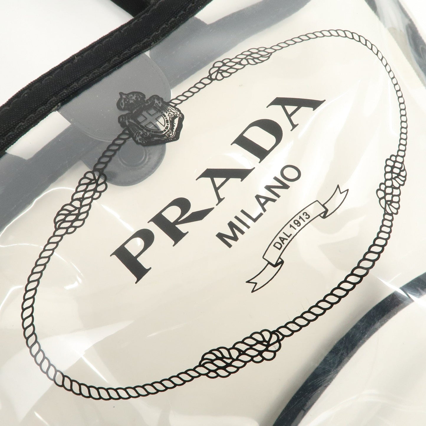 Prada Canvas Vinyl Leather 2Way Hand Bag Clear Black 1BG187【Pre-order】