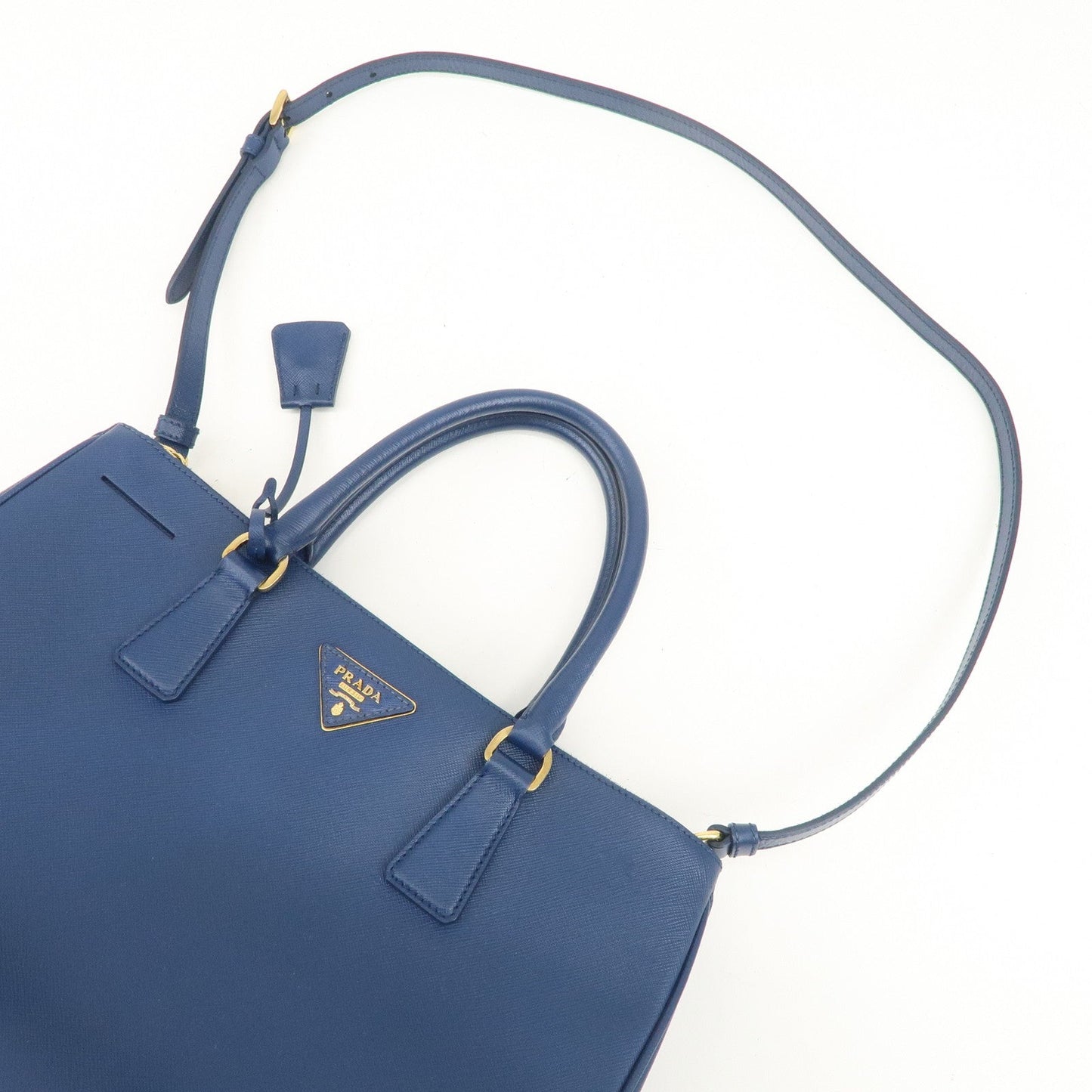 Prada Triangle Logo Saffiano Leather 2Way Bag Shoulder Bag Blue【Pre-order】