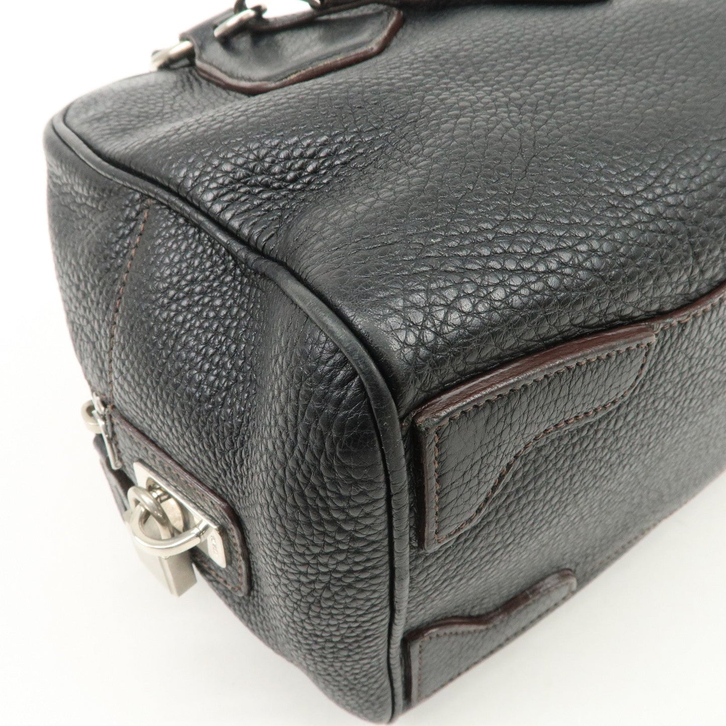 Prada Logo Leather Hand Bag Mini Boston Bag Black BL0471 Used【Pre-order】