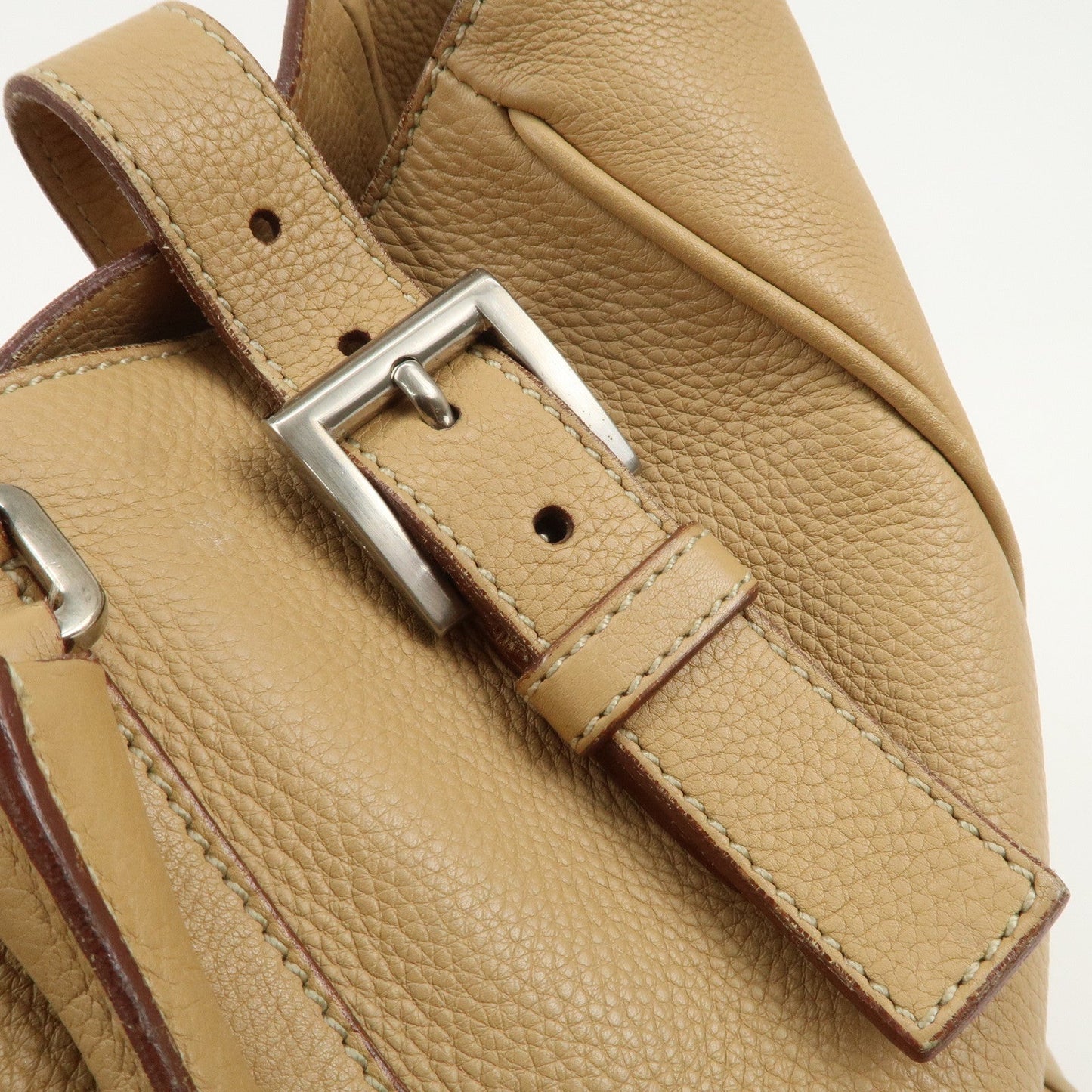 Prada Triangle Logo Leather Shoulder Bag Hand Bag Beige【Pre-order】