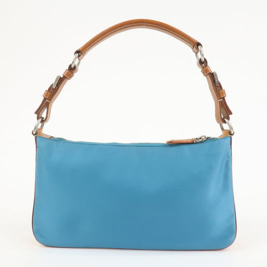 Prada Triangle Logo Nylon Leather Shoulder Bag Blue Brown BR2205【Pre-order】