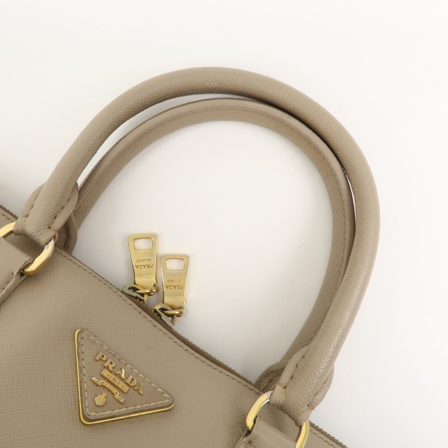 Prada Triangle Logo Saffiano Leather Hand Bag Greige BL0812【Pre-order】