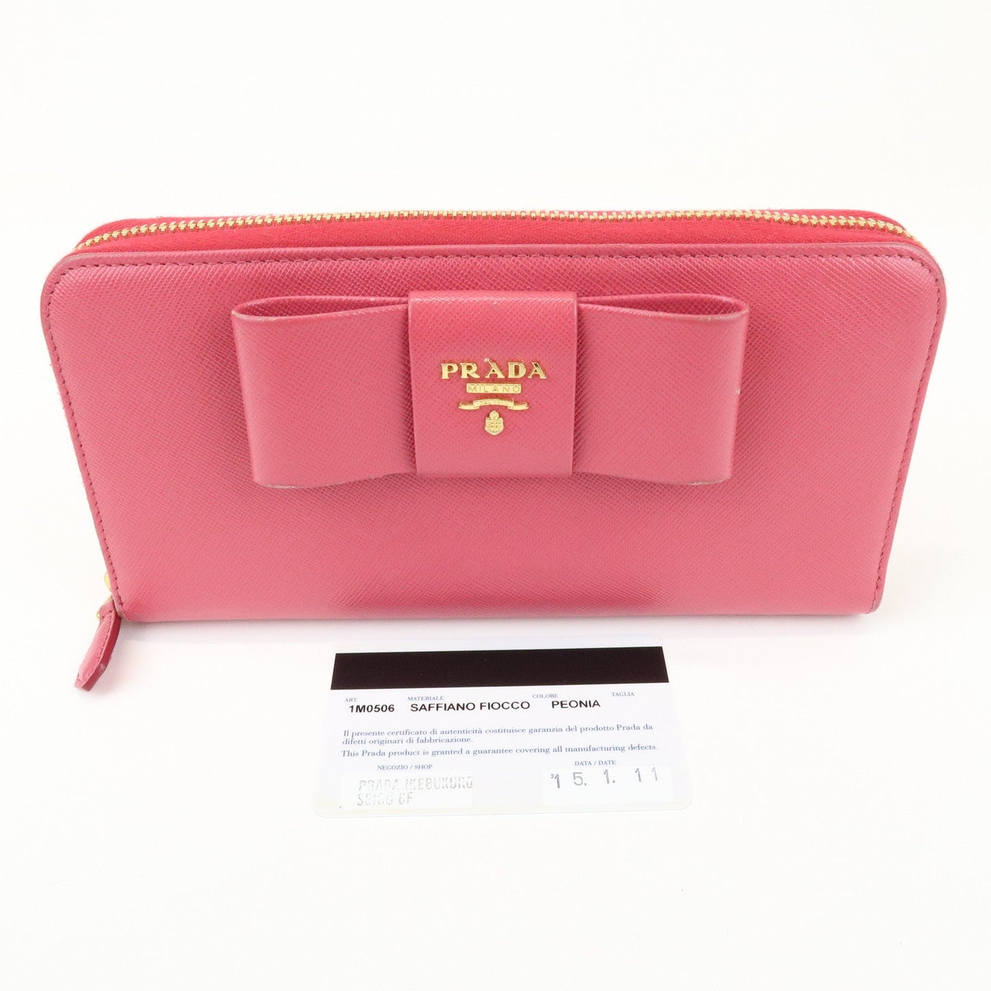 Prada Saffiano Leather Round Zippy Wallet Pink Pink 1M0506【Pre-order】