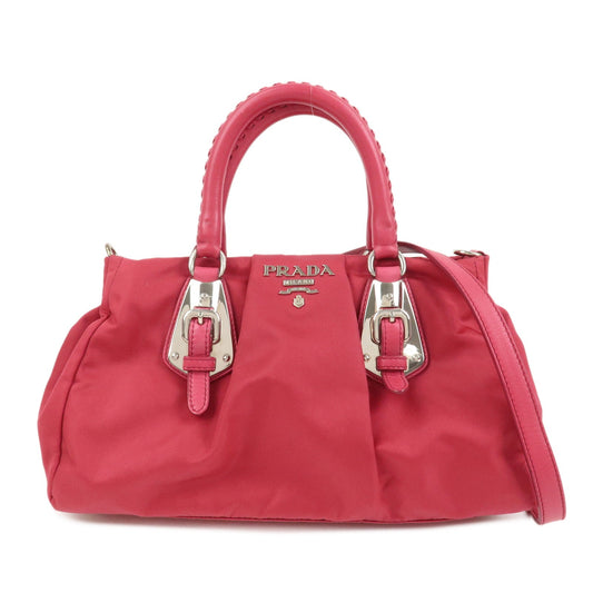 Prada Logo Nylon Leather 2Way Bag Hand Bag Shoulder Bag Pink【Pre-order】
