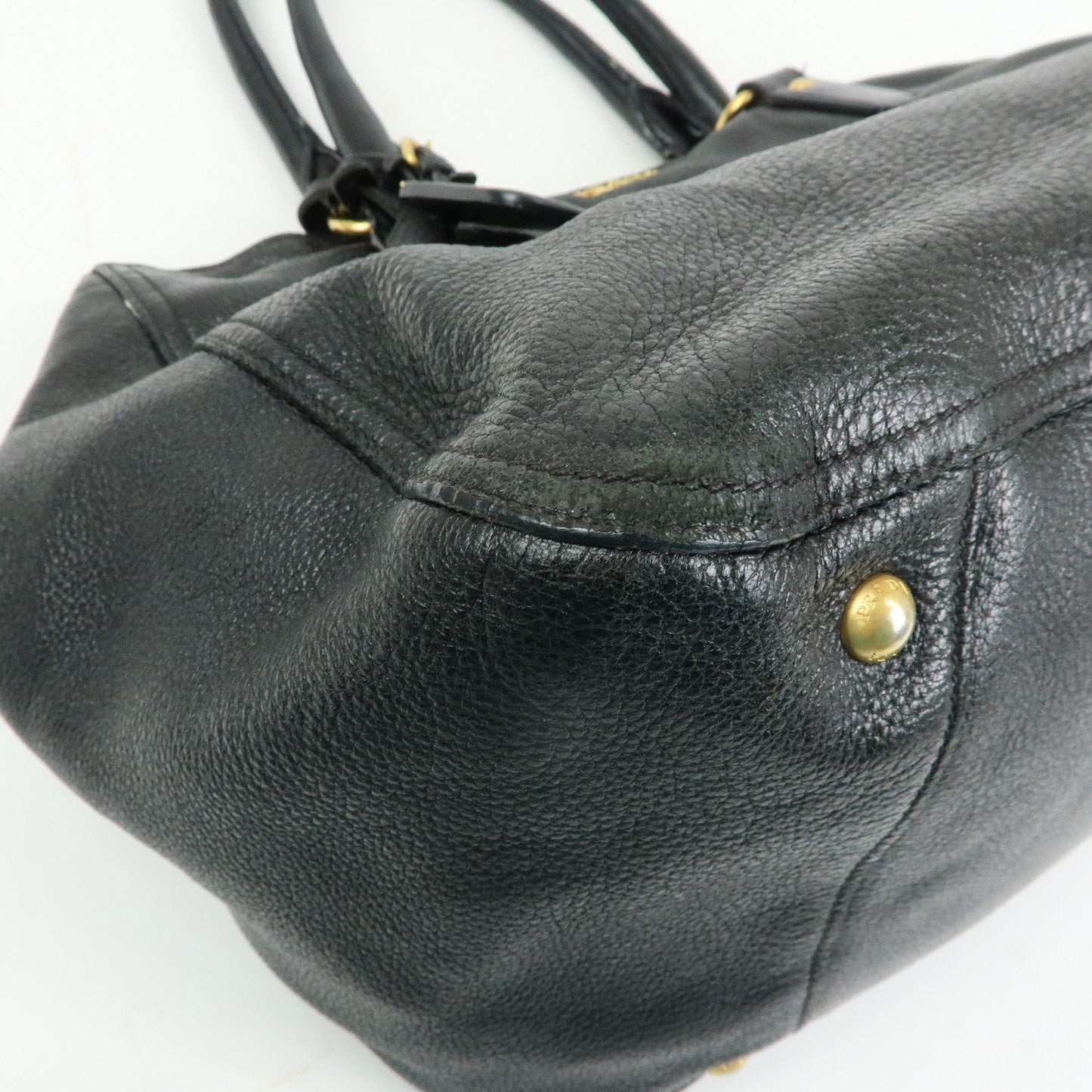 Prada Logo Leather 2Way Bag Hand Bag Shoulder Bag Black BR4083【Pre-order】